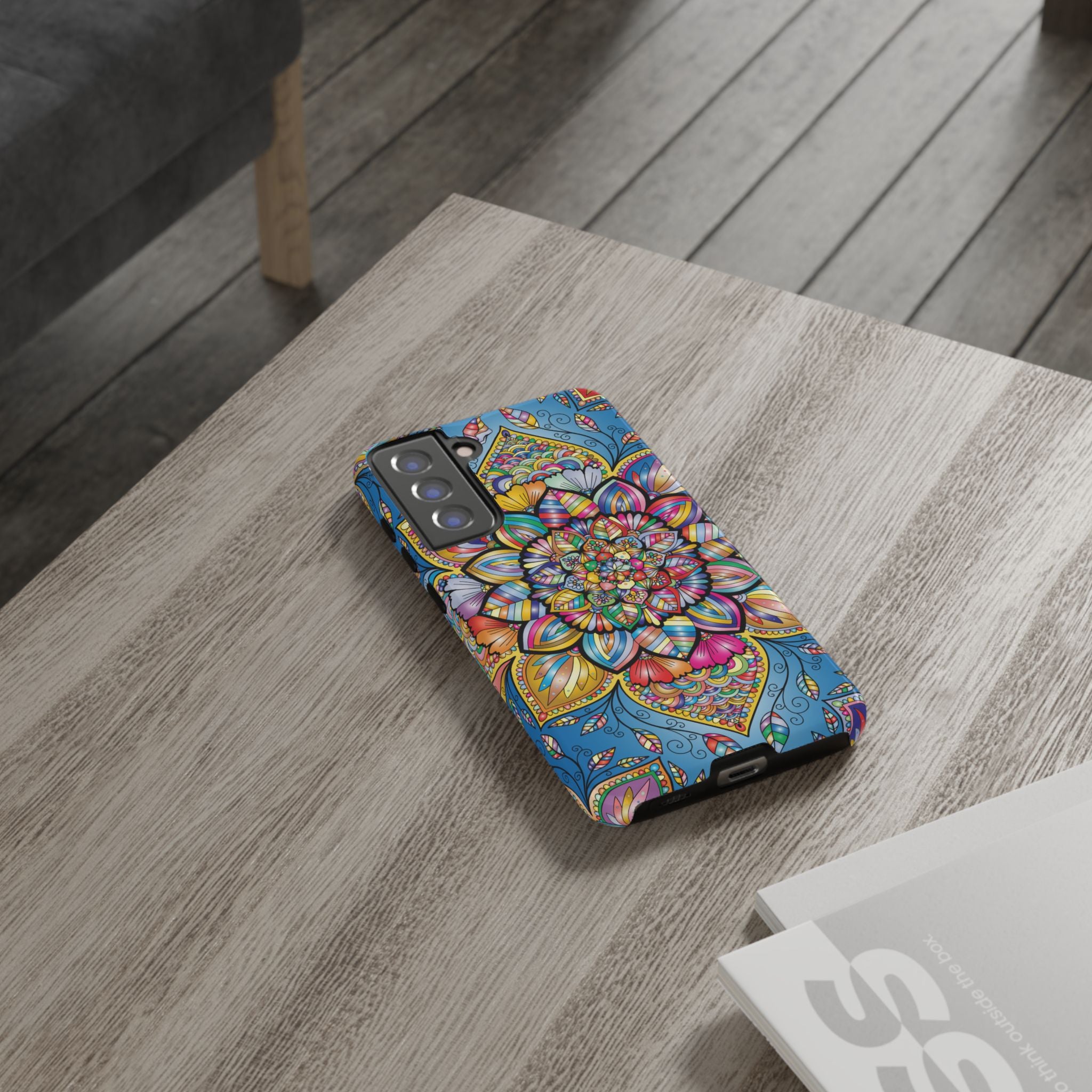 Vibrant Floral Phone Case, Tough Phone Cover, Colorful Mobile Accessory, Artistic Gift, Mandala Design, Everyday Use