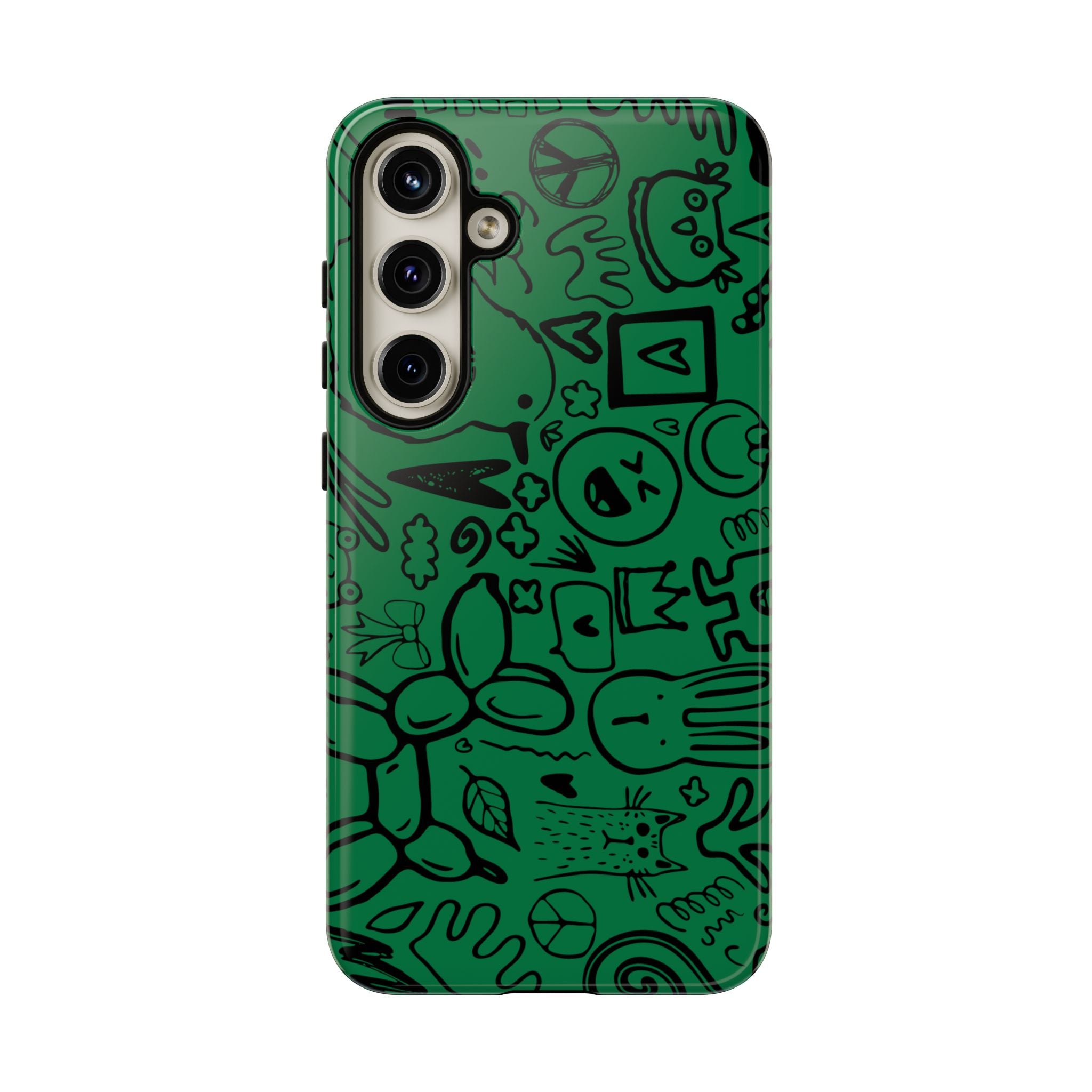 Playful Phone Case, Vibrant Green Tough Case, Quirky Graphic Design, Unique Gift for Kids, Fun Accessories, Christmas, Birthday