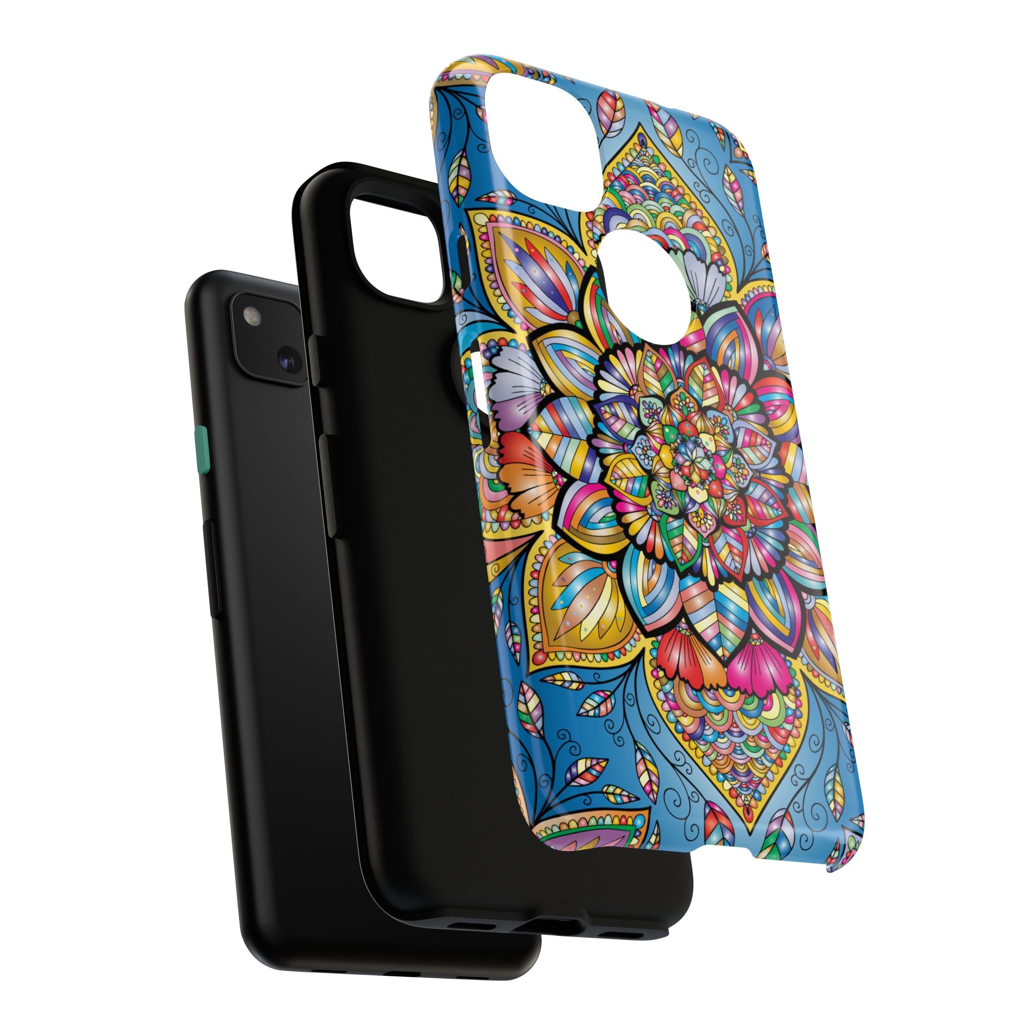 Vibrant Floral Phone Case, Tough Phone Cover, Colorful Mobile Accessory, Artistic Gift, Mandala Design, Everyday Use