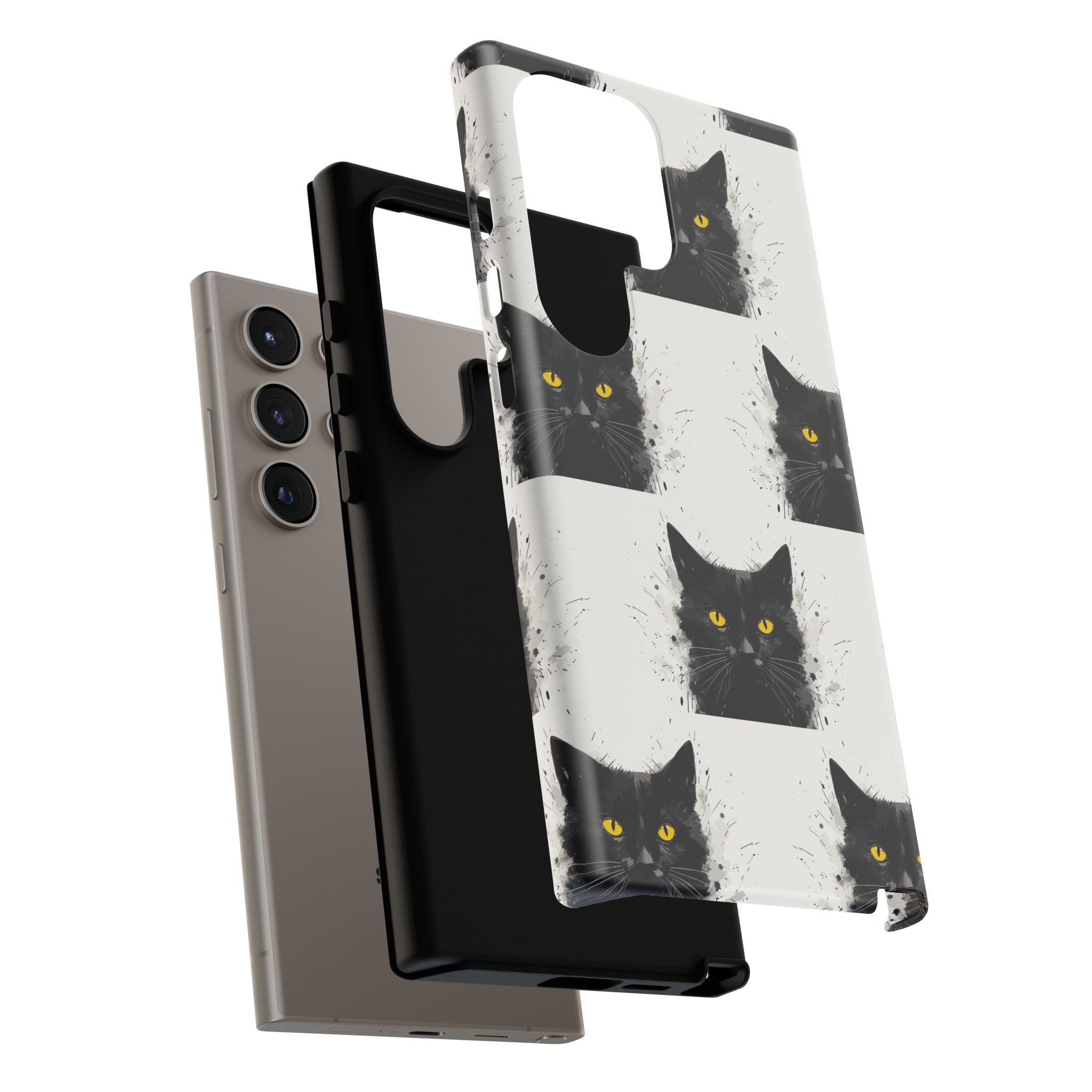 Black Cat Phone Case, Tough Cases, Cat Lover Gift, Unique Design, Halloween, Animal Accessories, Custom Phone Cover