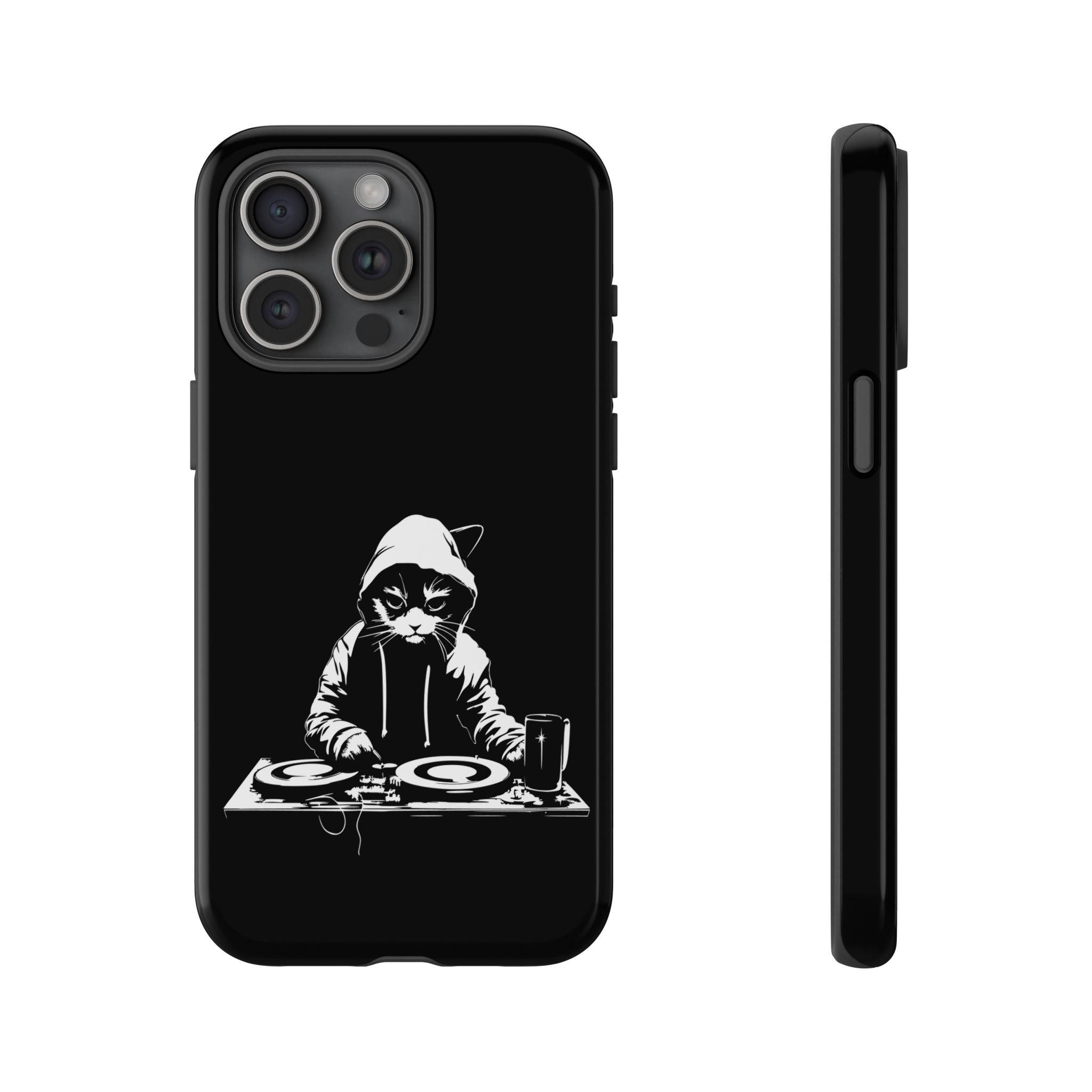 DJ Cat Phone Case, Tough Phone Cover, Pet Lover Gift, Music Enthusiast Accessory, Cute Cat Decor, Unique Case Design