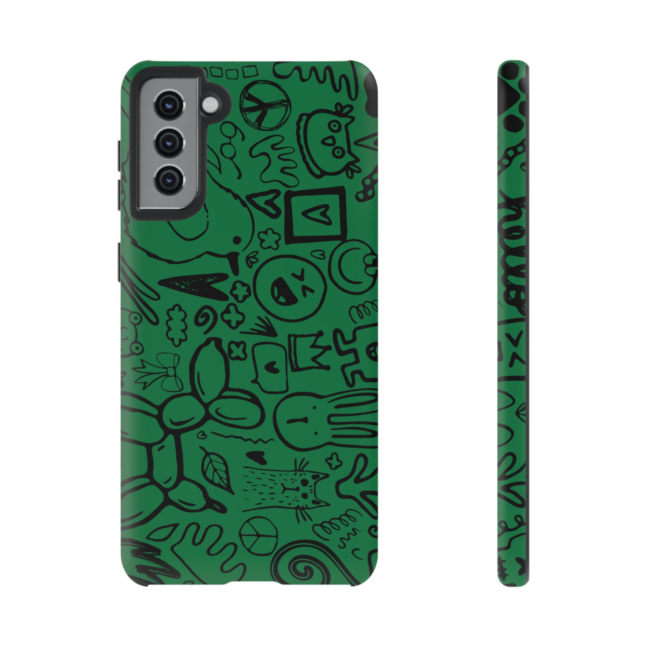 Playful Phone Case, Vibrant Green Tough Case, Quirky Graphic Design, Unique Gift for Kids, Fun Accessories, Christmas, Birthday