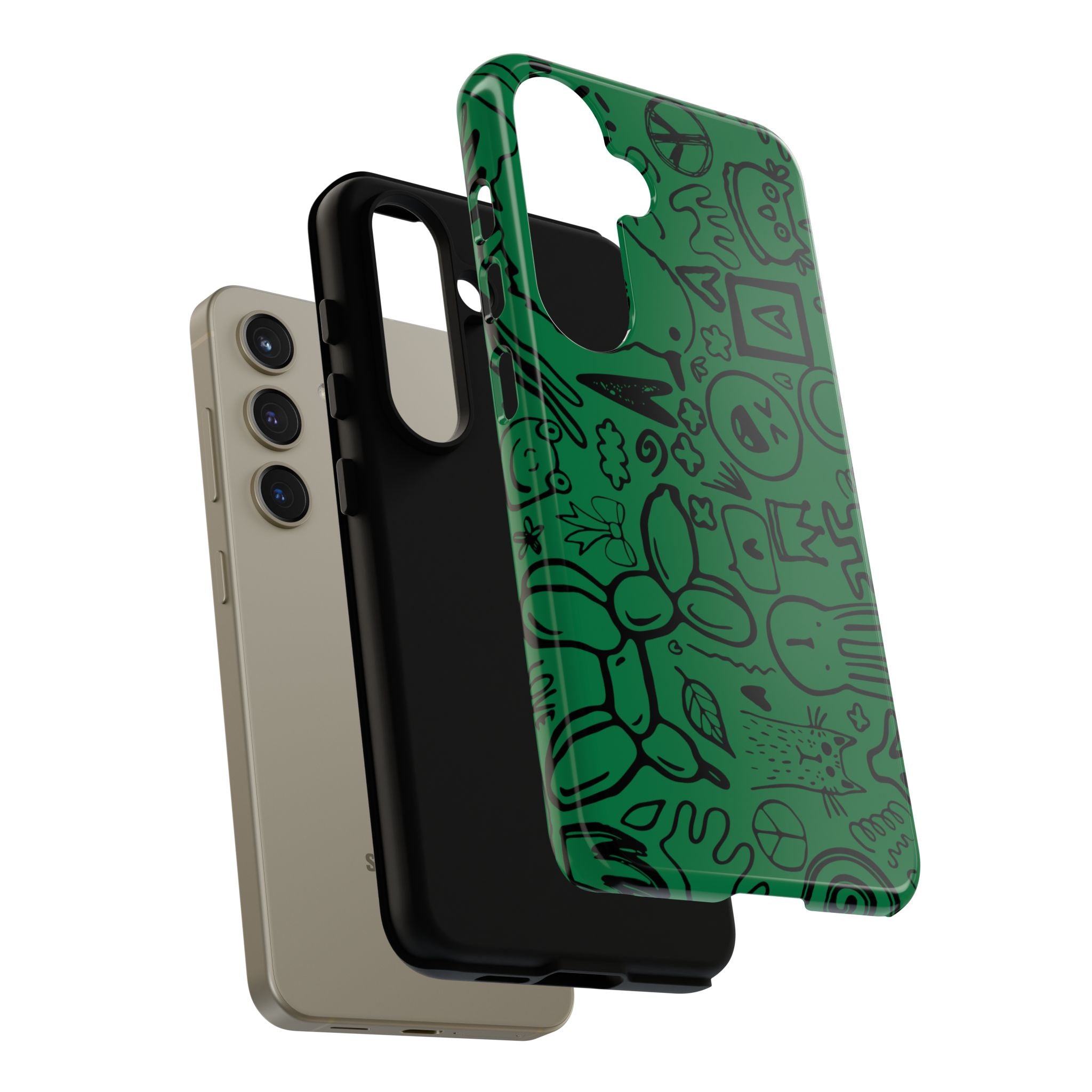 Playful Phone Case, Vibrant Green Tough Case, Quirky Graphic Design, Unique Gift for Kids, Fun Accessories, Christmas, Birthday