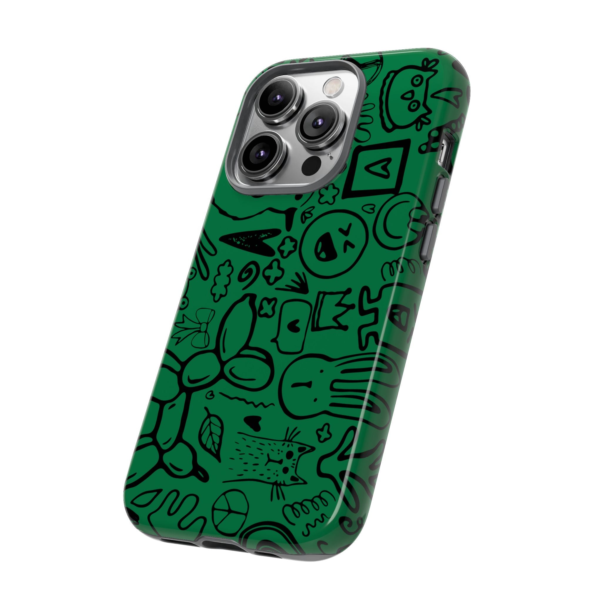 Playful Phone Case, Vibrant Green Tough Case, Quirky Graphic Design, Unique Gift for Kids, Fun Accessories, Christmas, Birthday