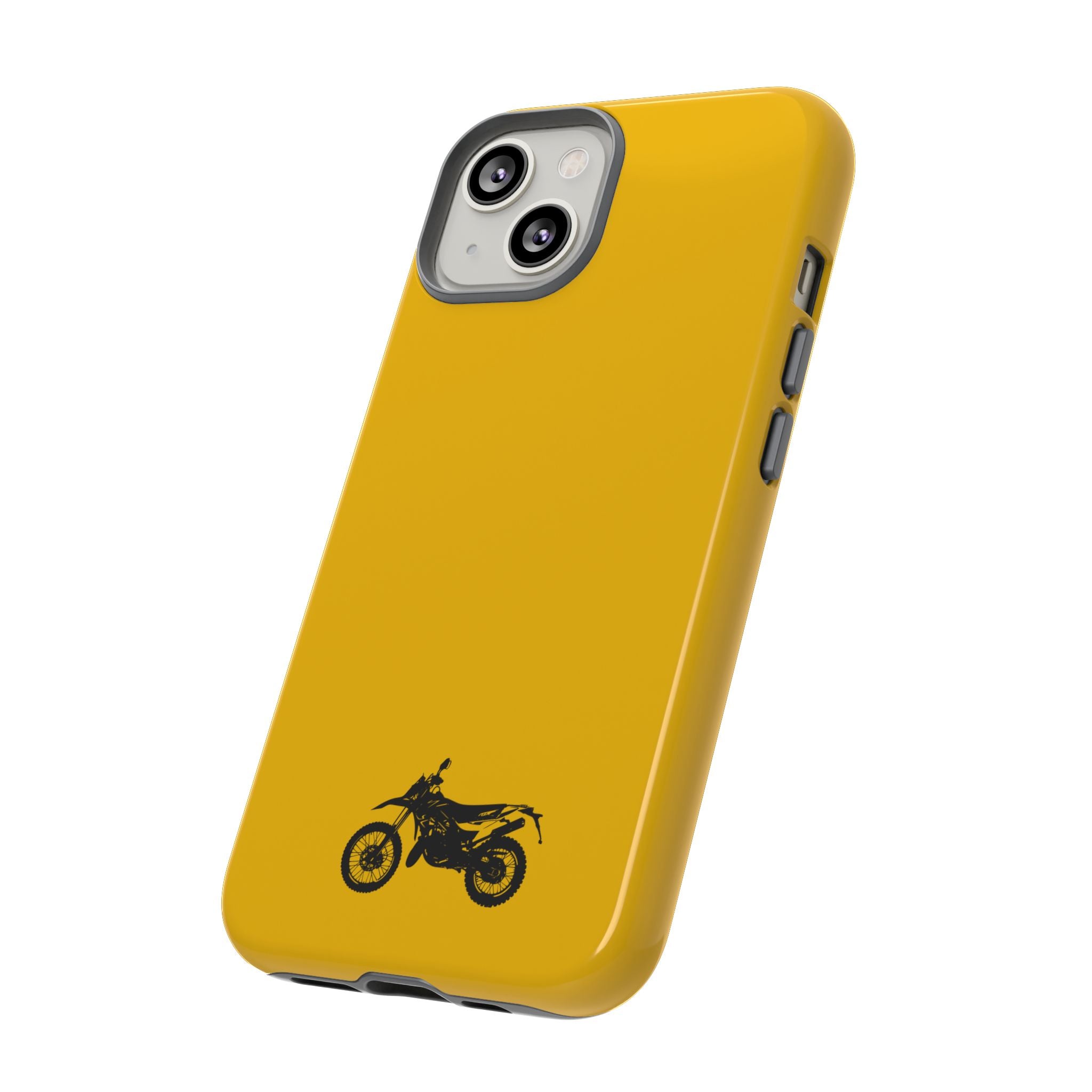 Motorcycle Phone Case, Tough Phone Cover, Gift for Bikers, Durable Tech Accessory, Yellow Motorcycle Design