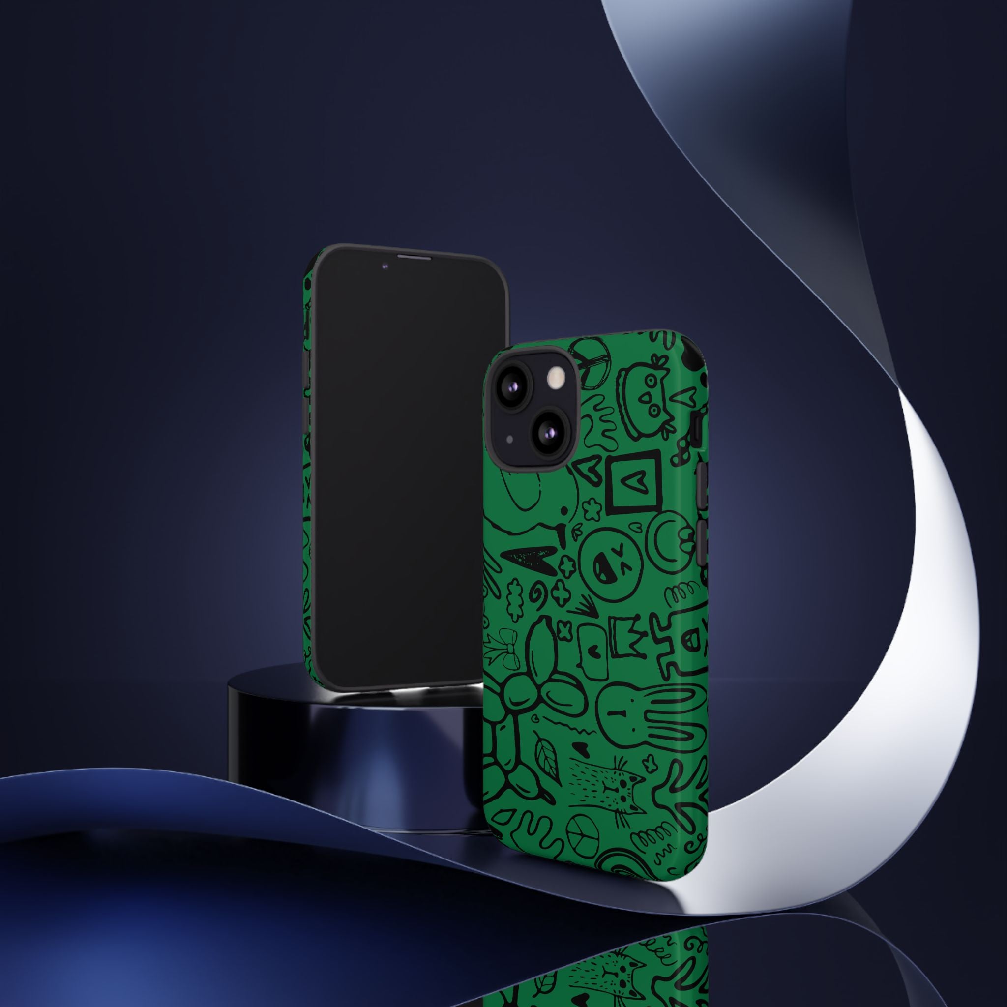 Playful Phone Case, Vibrant Green Tough Case, Quirky Graphic Design, Unique Gift for Kids, Fun Accessories, Christmas, Birthday