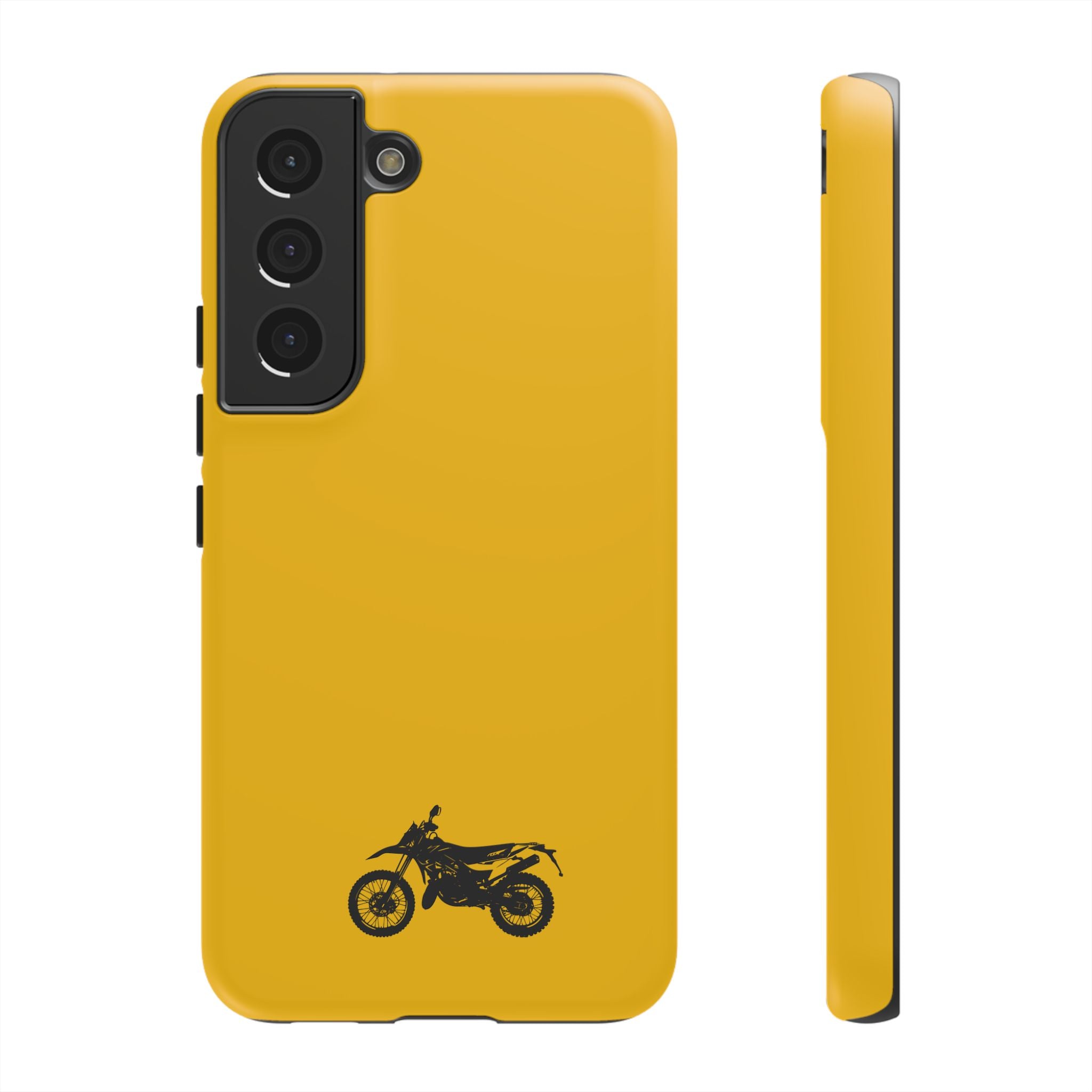 Motorcycle Phone Case, Tough Phone Cover, Gift for Bikers, Durable Tech Accessory, Yellow Motorcycle Design