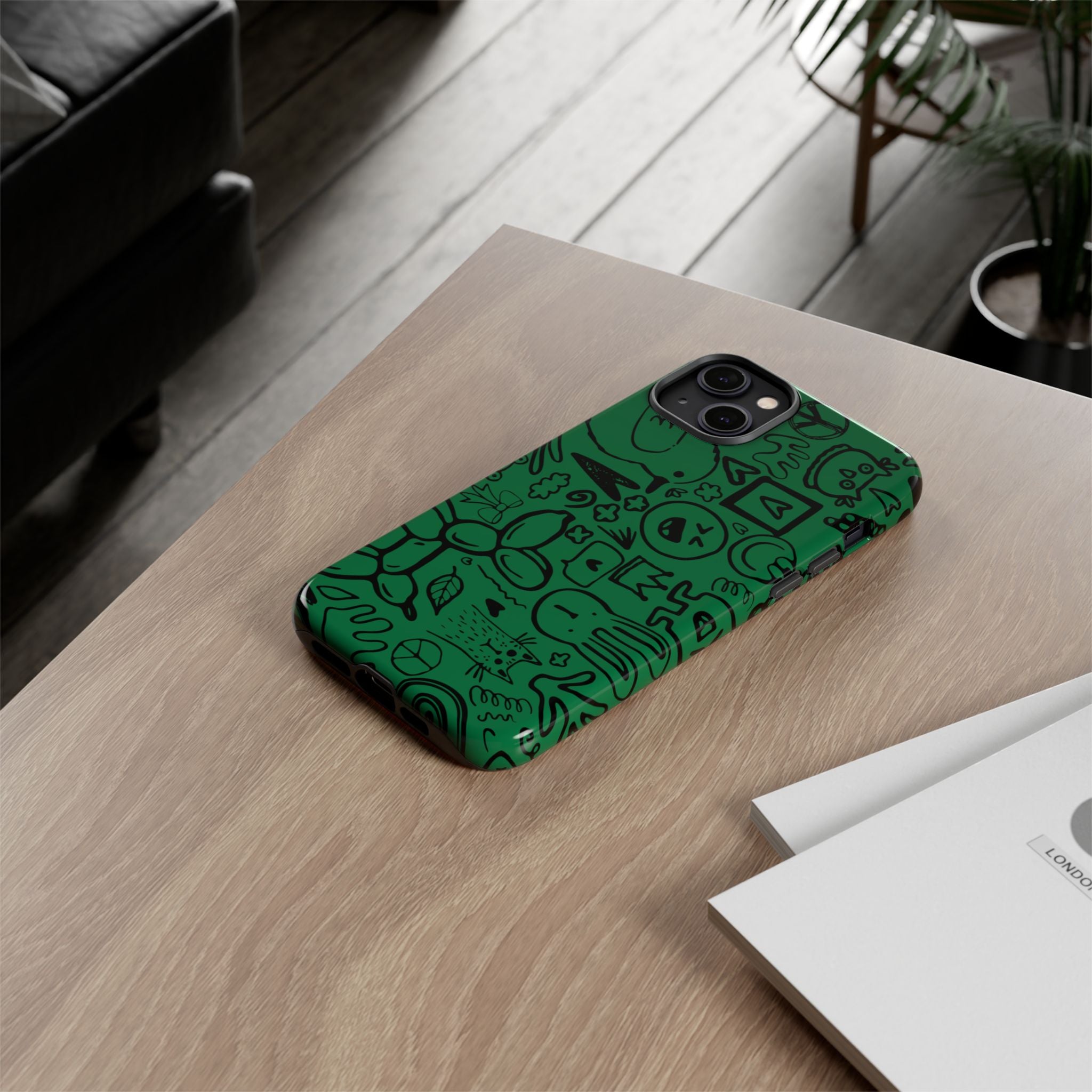Playful Phone Case, Vibrant Green Tough Case, Quirky Graphic Design, Unique Gift for Kids, Fun Accessories, Christmas, Birthday