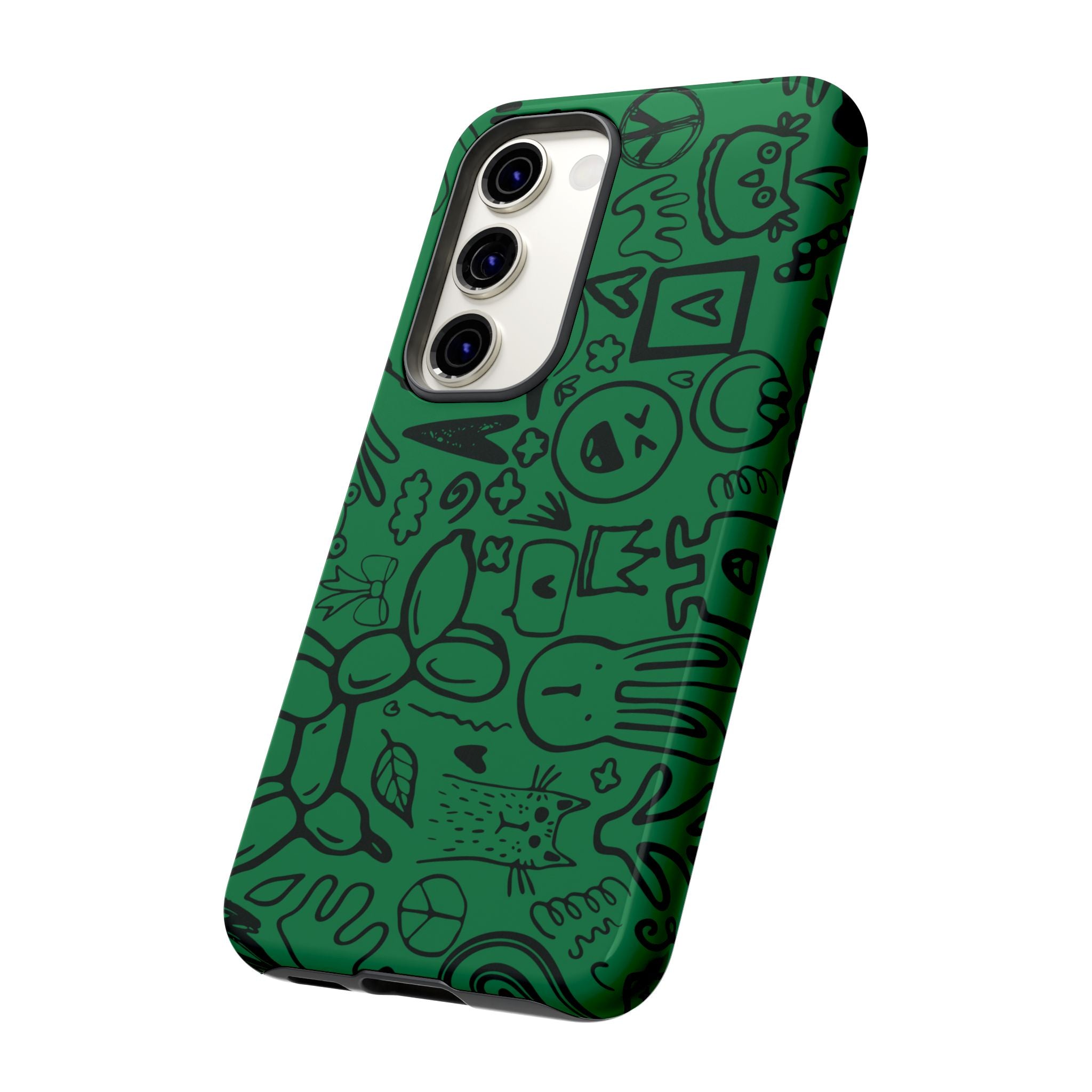 Playful Phone Case, Vibrant Green Tough Case, Quirky Graphic Design, Unique Gift for Kids, Fun Accessories, Christmas, Birthday