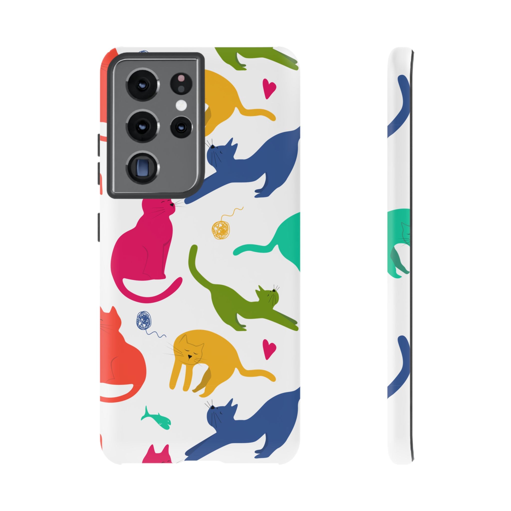 Colorful Cat Phone Case, Fun Pet Lover Gift, Tough Phone Cover, Cute Cat Accessories, Animal Theme Decor