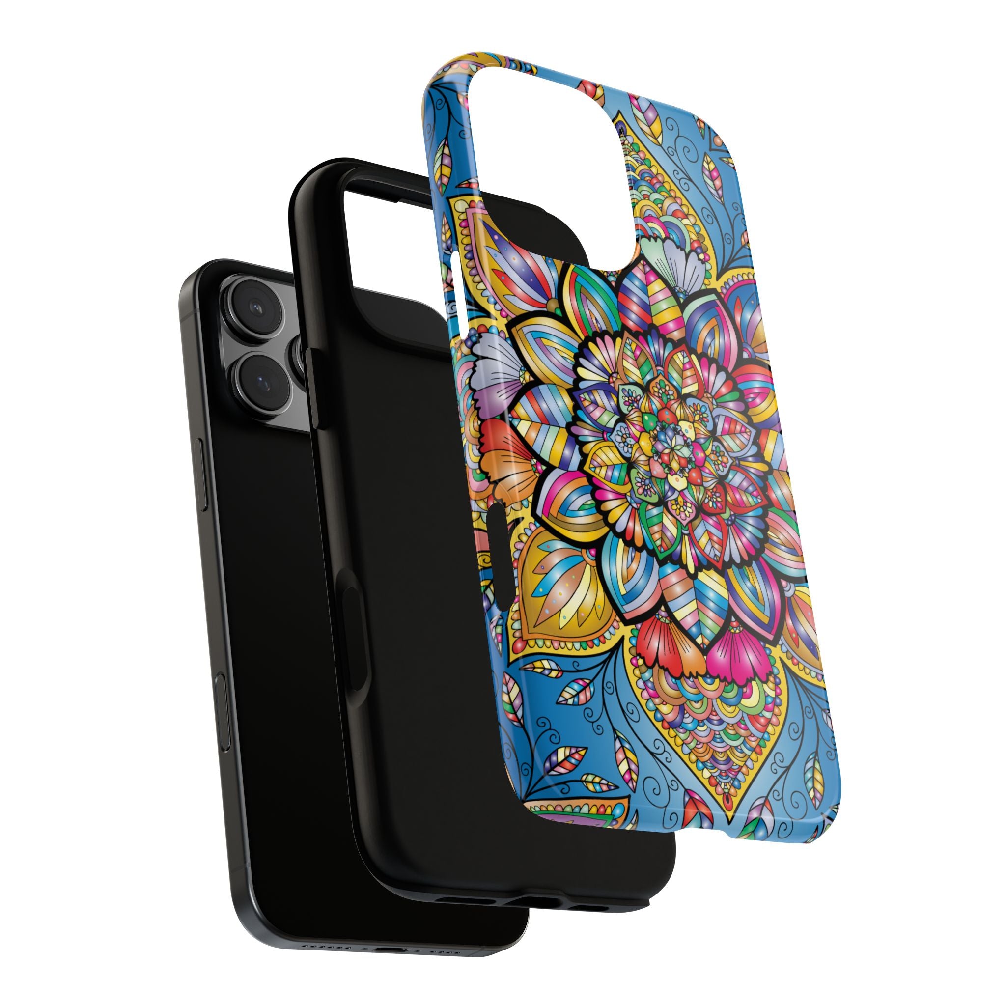 Vibrant Floral Phone Case, Tough Phone Cover, Colorful Mobile Accessory, Artistic Gift, Mandala Design, Everyday Use