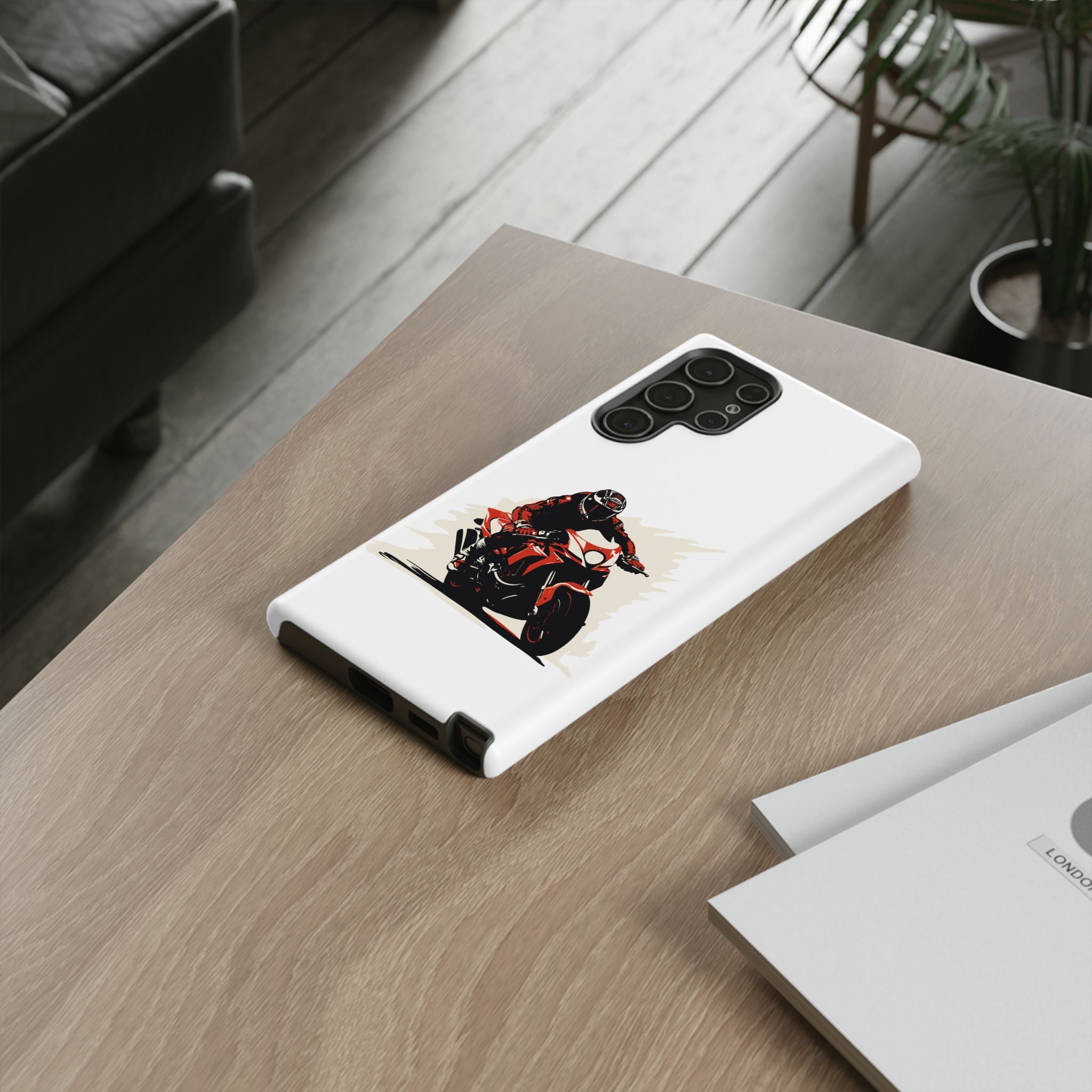 Motorcycle Phone Case, Tough Cases for Riders, Biker Accessory, Gifts for Motorcyclists, Red Bike Design
