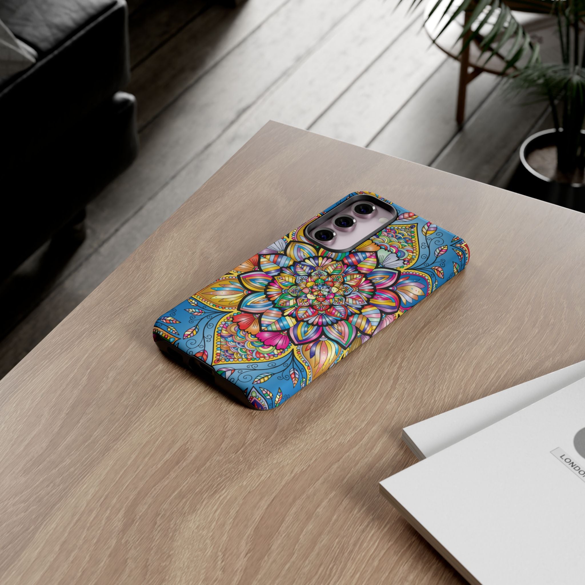 Vibrant Floral Phone Case, Tough Phone Cover, Colorful Mobile Accessory, Artistic Gift, Mandala Design, Everyday Use