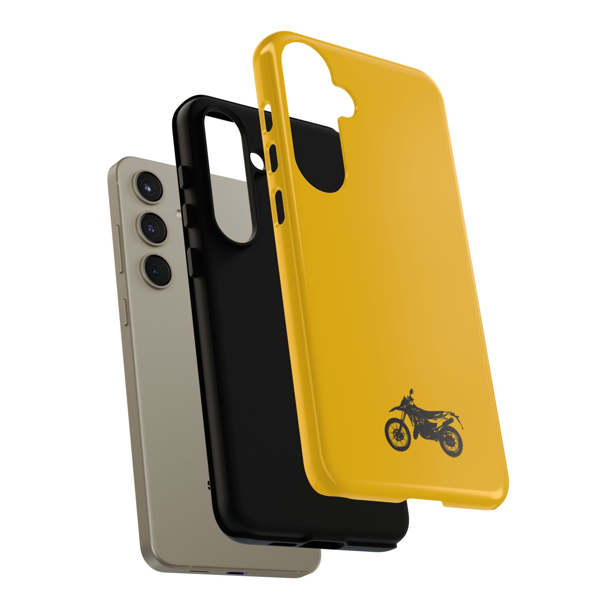 Motorcycle Phone Case, Tough Phone Cover, Gift for Bikers, Durable Tech Accessory, Yellow Motorcycle Design