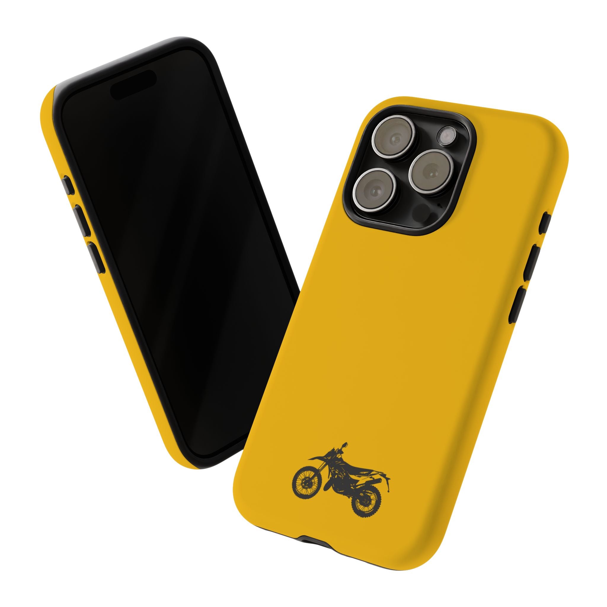 Motorcycle Phone Case, Tough Phone Cover, Gift for Bikers, Durable Tech Accessory, Yellow Motorcycle Design