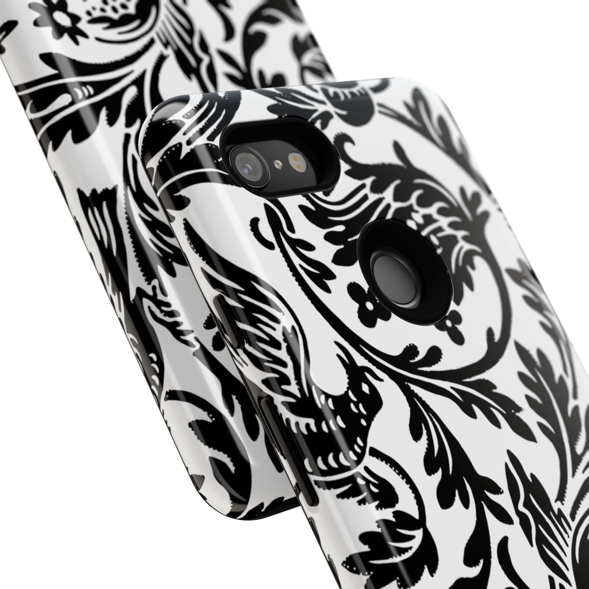 Elegant Black Floral Phone Case, Tough Cases, Stylish Phone Protection, Gift for Her, Floral Design, Trendy Accessories