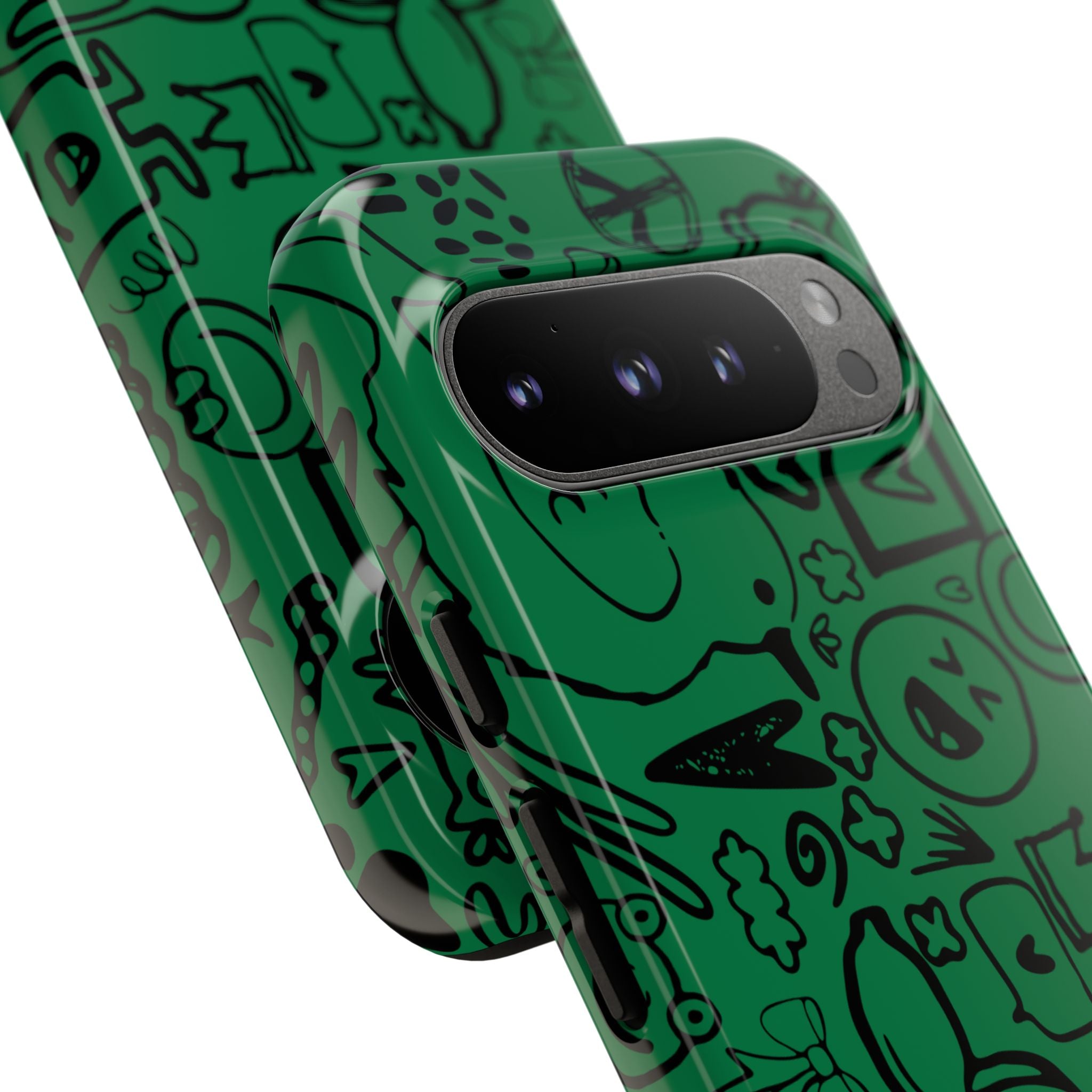 Playful Phone Case, Vibrant Green Tough Case, Quirky Graphic Design, Unique Gift for Kids, Fun Accessories, Christmas, Birthday