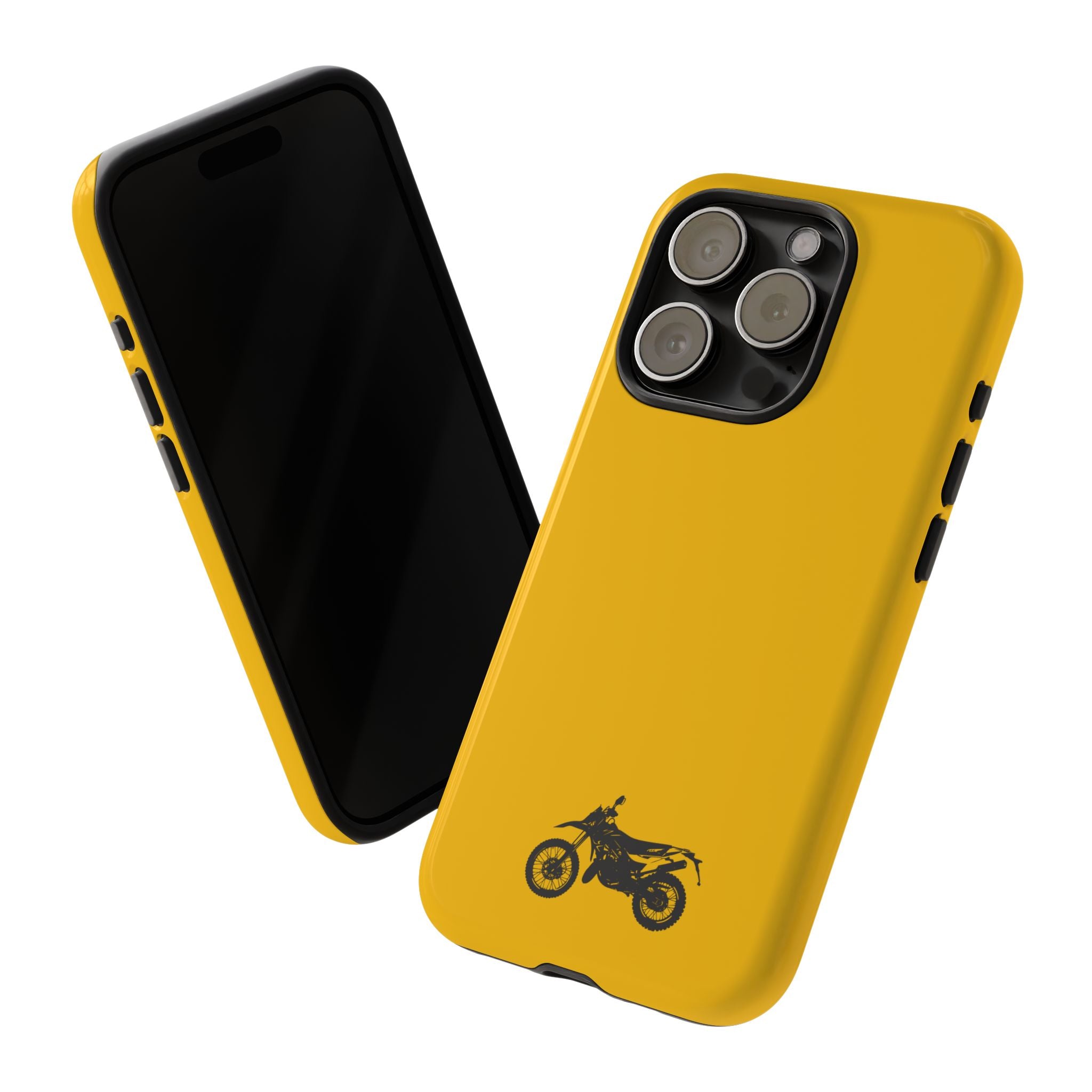 Motorcycle Phone Case, Tough Phone Cover, Gift for Bikers, Durable Tech Accessory, Yellow Motorcycle Design