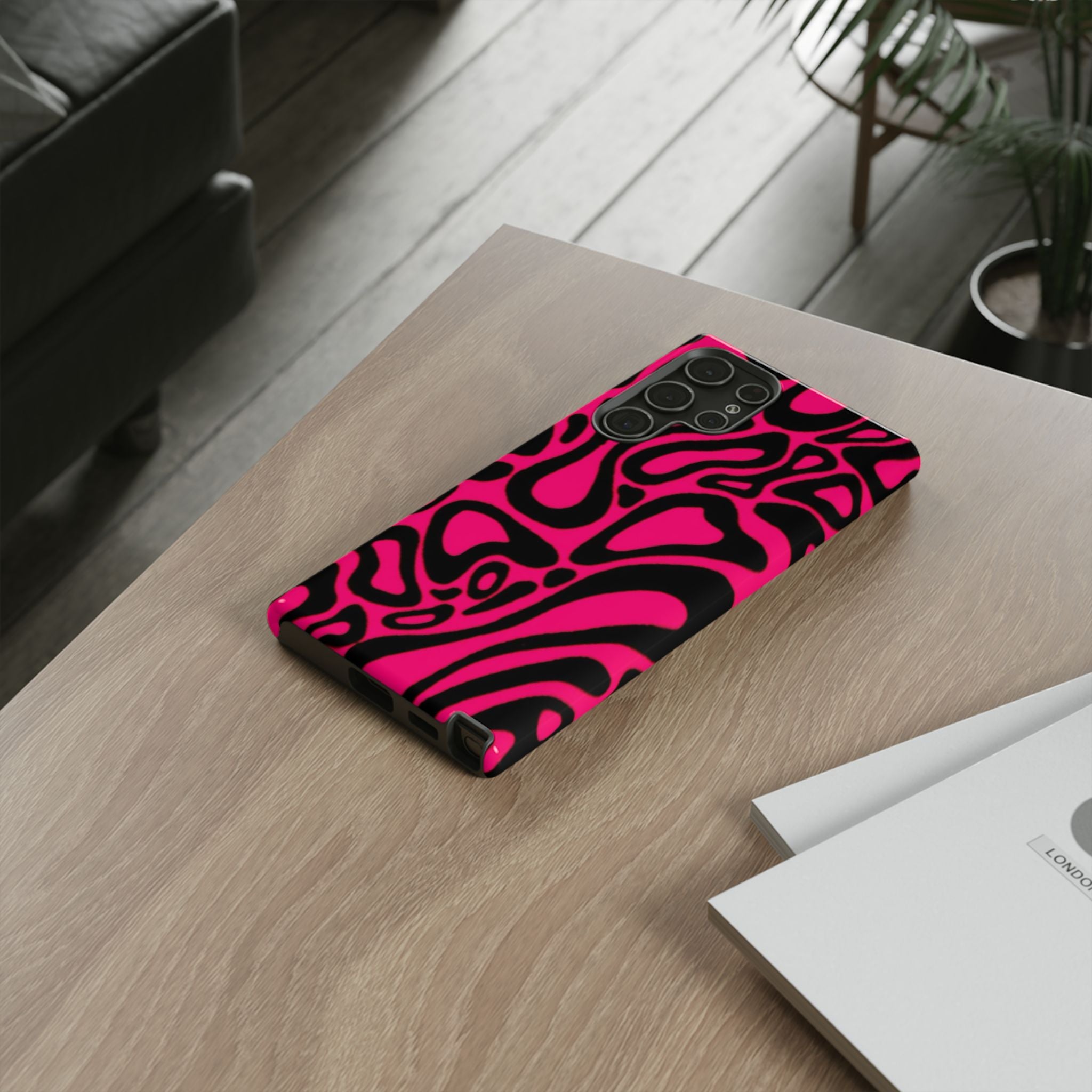 Bold Pink Patterned Phone Case, Stylish Tough Case, Trendy Accessory, Gift for Her, Tech Protection