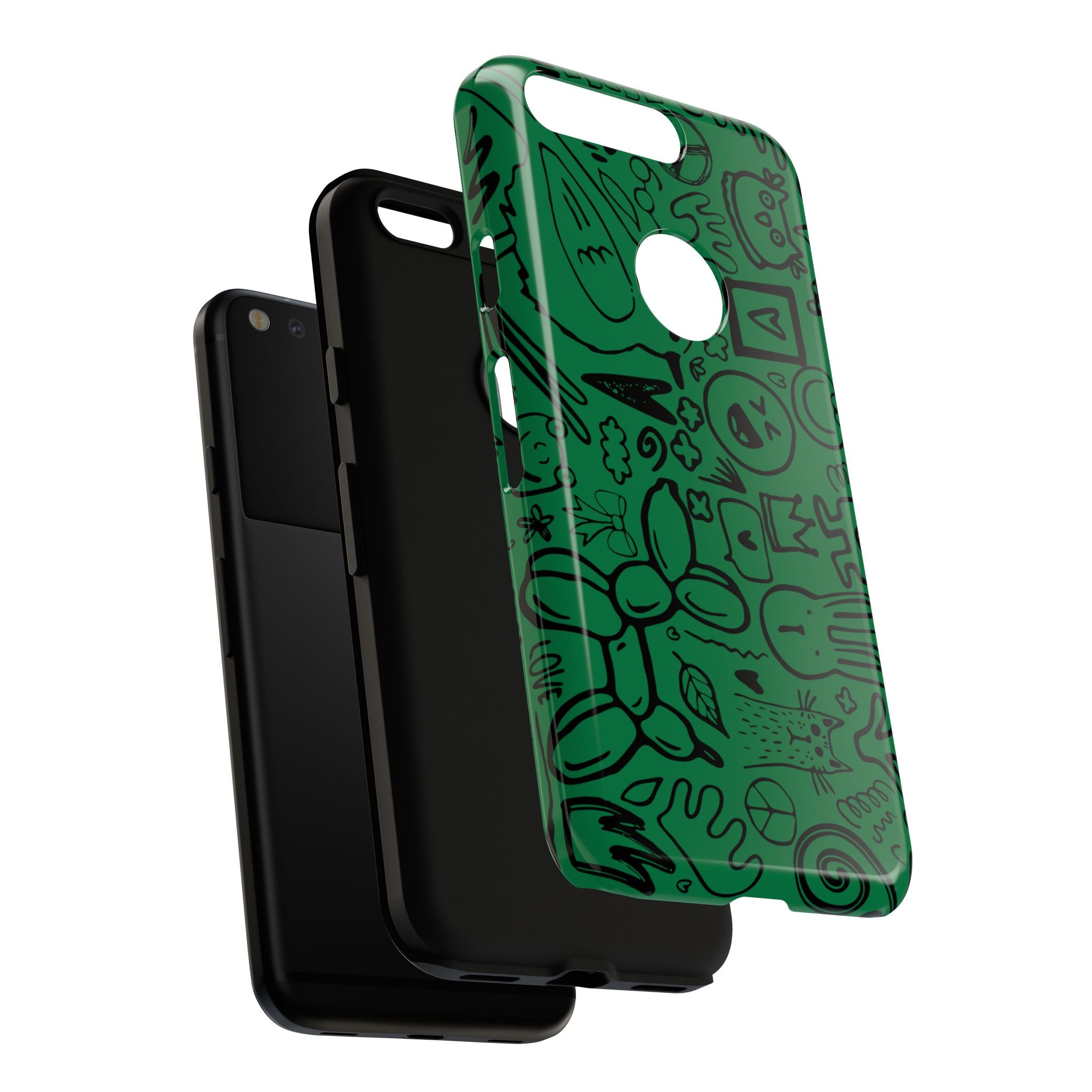 Playful Phone Case, Vibrant Green Tough Case, Quirky Graphic Design, Unique Gift for Kids, Fun Accessories, Christmas, Birthday