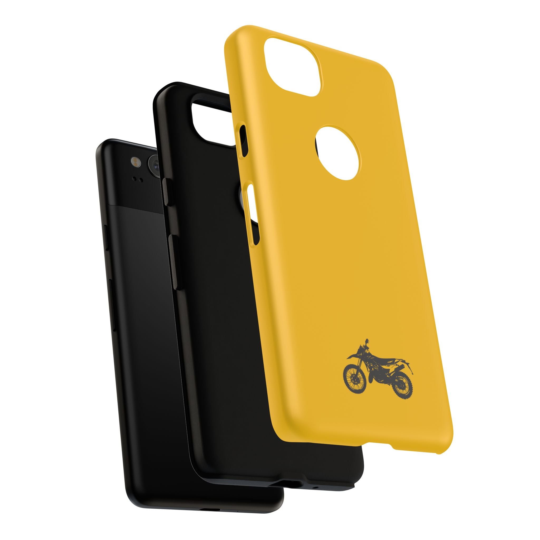 Motorcycle Phone Case, Tough Phone Cover, Gift for Bikers, Durable Tech Accessory, Yellow Motorcycle Design