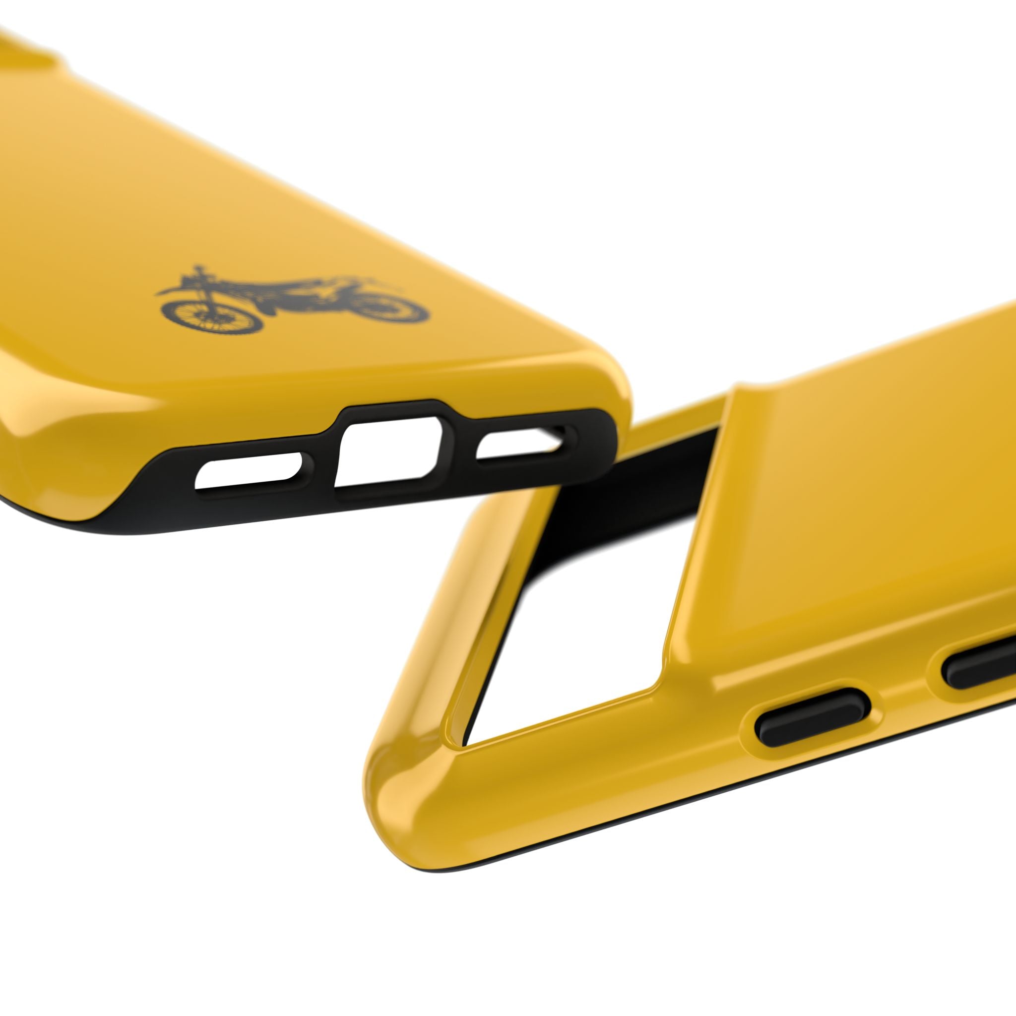 Motorcycle Phone Case, Tough Phone Cover, Gift for Bikers, Durable Tech Accessory, Yellow Motorcycle Design