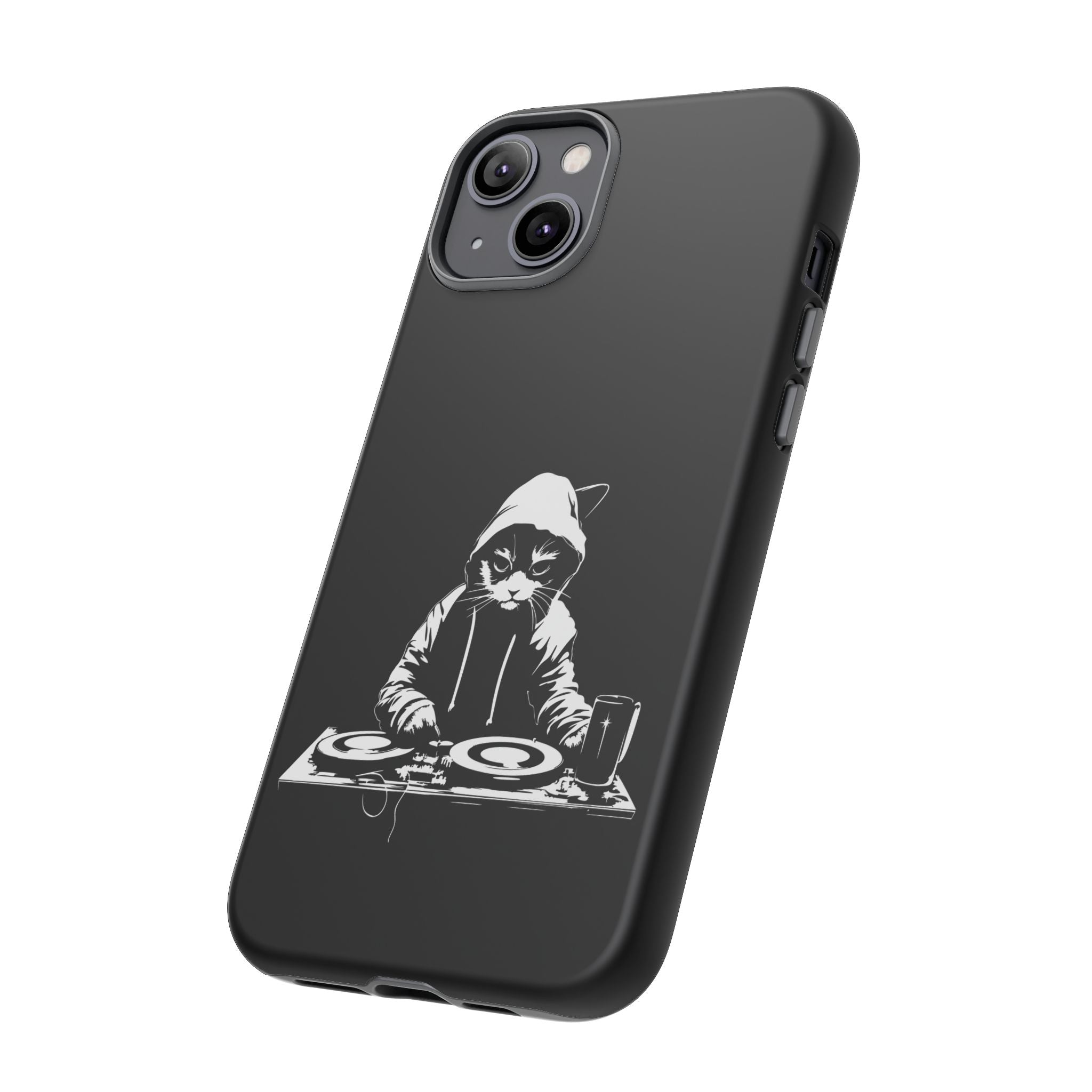 DJ Cat Phone Case, Tough Phone Cover, Pet Lover Gift, Music Enthusiast Accessory, Cute Cat Decor, Unique Case Design