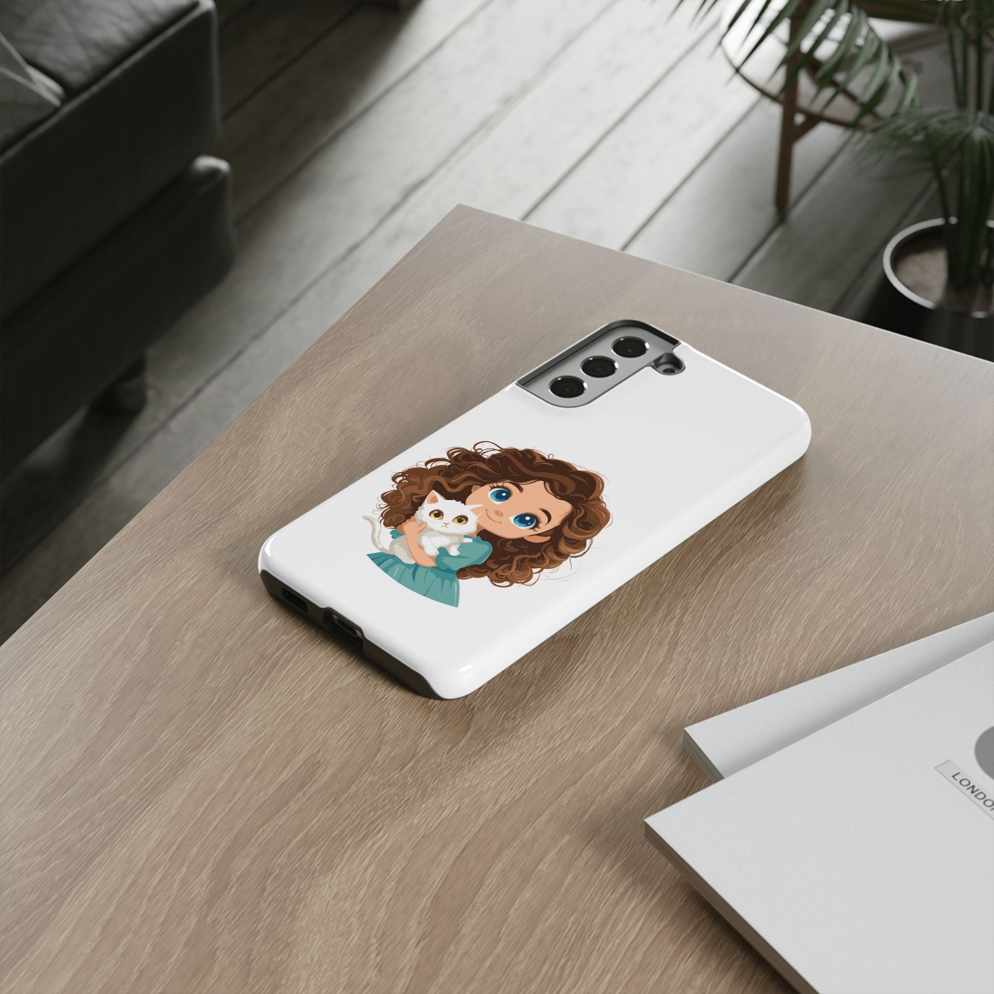 Cute Cat Lover Phone Case, Tough Phone Cover, Pet Lover Gift, Personalized Gift, Kids Phone Case, Animal Lover Accessories