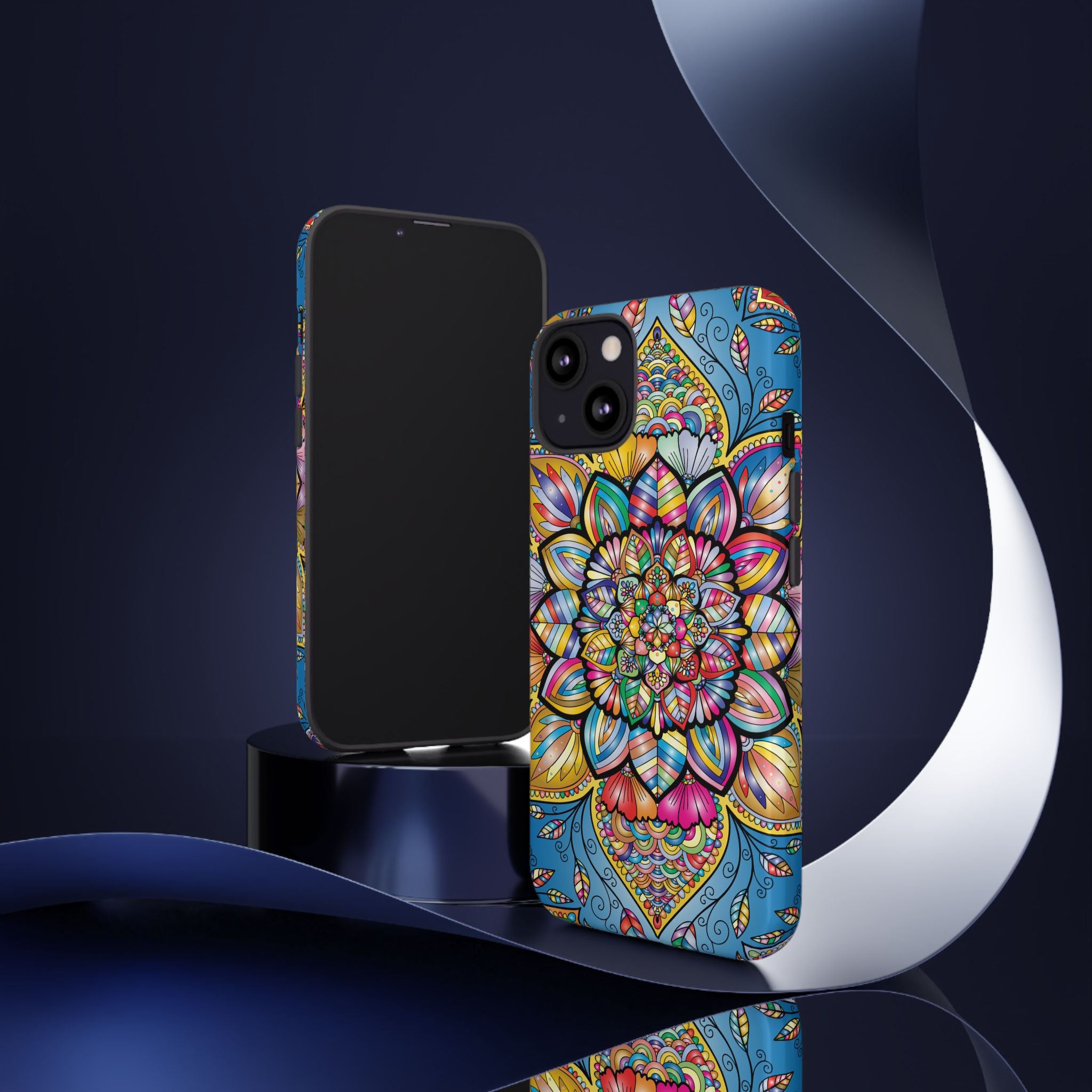 Vibrant Floral Phone Case, Tough Phone Cover, Colorful Mobile Accessory, Artistic Gift, Mandala Design, Everyday Use