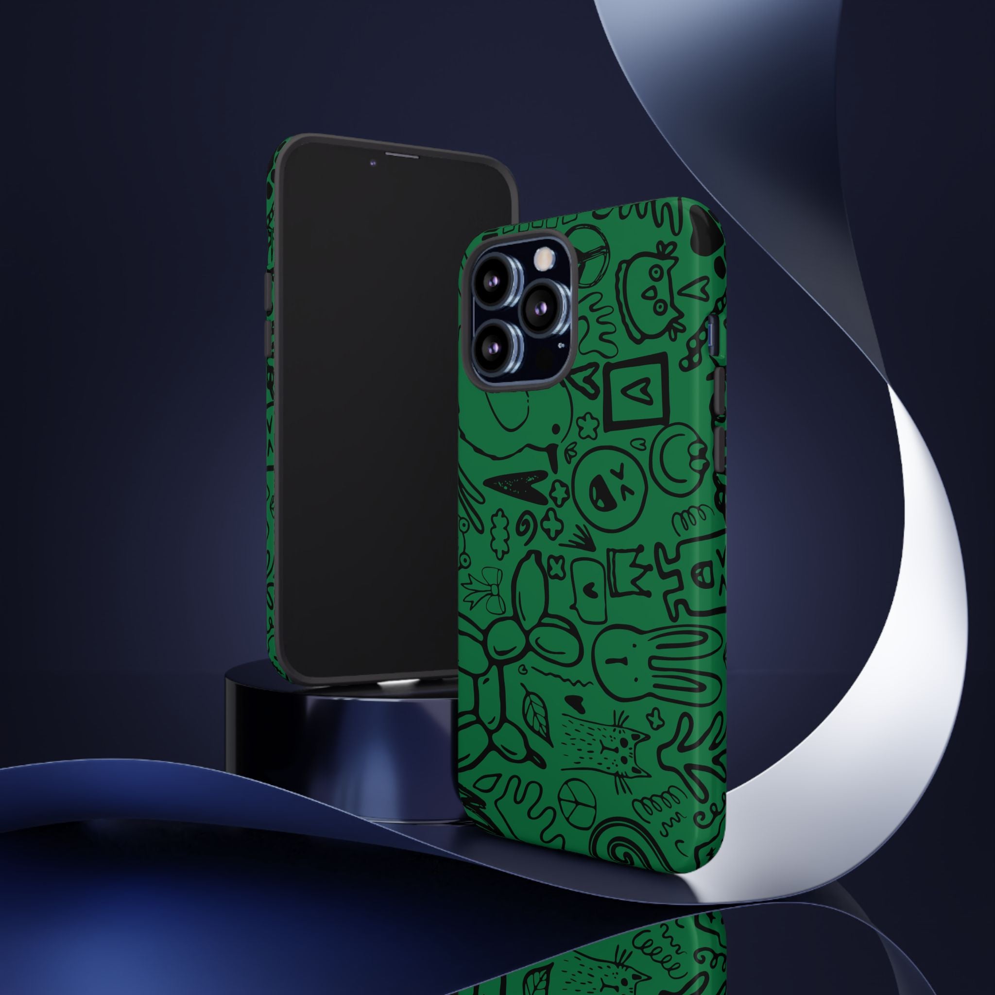 Playful Phone Case, Vibrant Green Tough Case, Quirky Graphic Design, Unique Gift for Kids, Fun Accessories, Christmas, Birthday