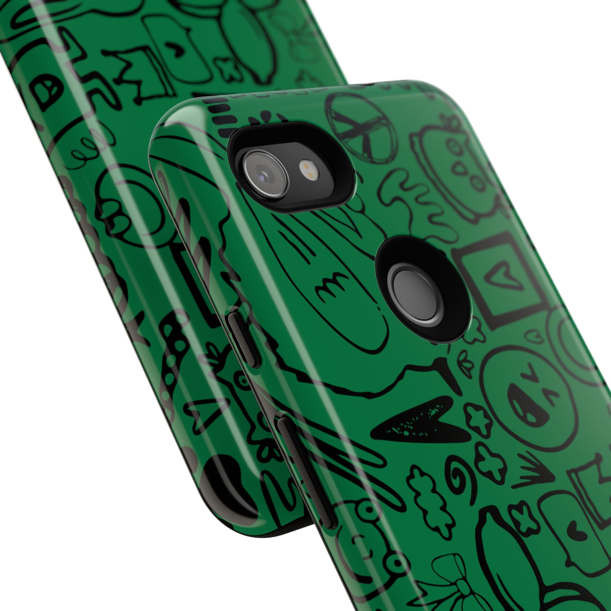Playful Phone Case, Vibrant Green Tough Case, Quirky Graphic Design, Unique Gift for Kids, Fun Accessories, Christmas, Birthday