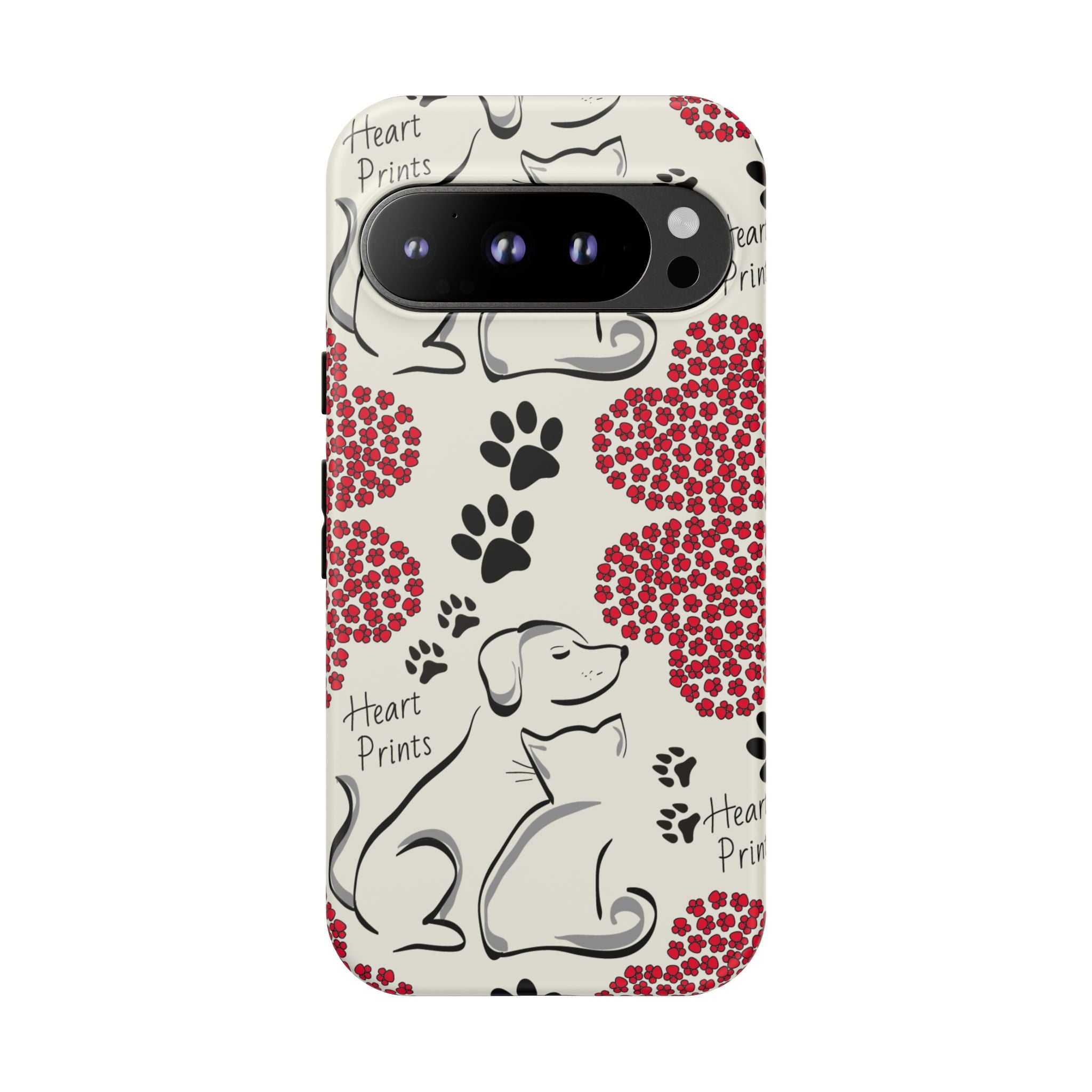 Stylish Phone Case with Heart Prints for Pet Lovers, Dog Lover Gift, Floral Pattern, Customizable Design, Cute Animal Accessories