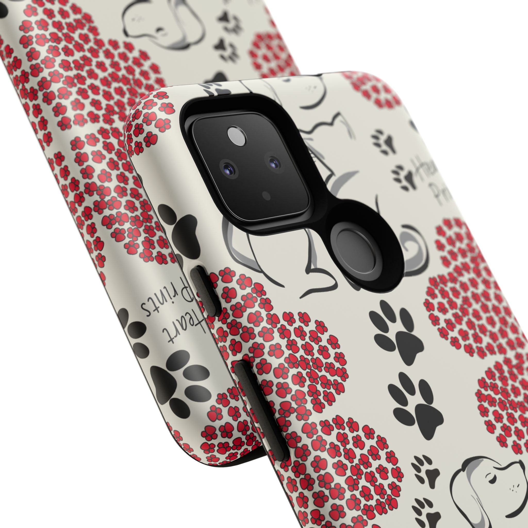 Stylish Phone Case with Heart Prints for Pet Lovers, Dog Lover Gift, Floral Pattern, Customizable Design, Cute Animal Accessories