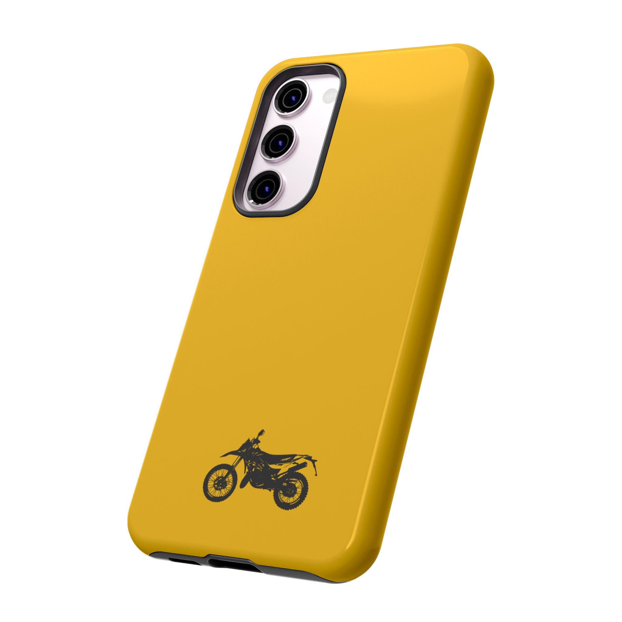 Motorcycle Phone Case, Tough Phone Cover, Gift for Bikers, Durable Tech Accessory, Yellow Motorcycle Design