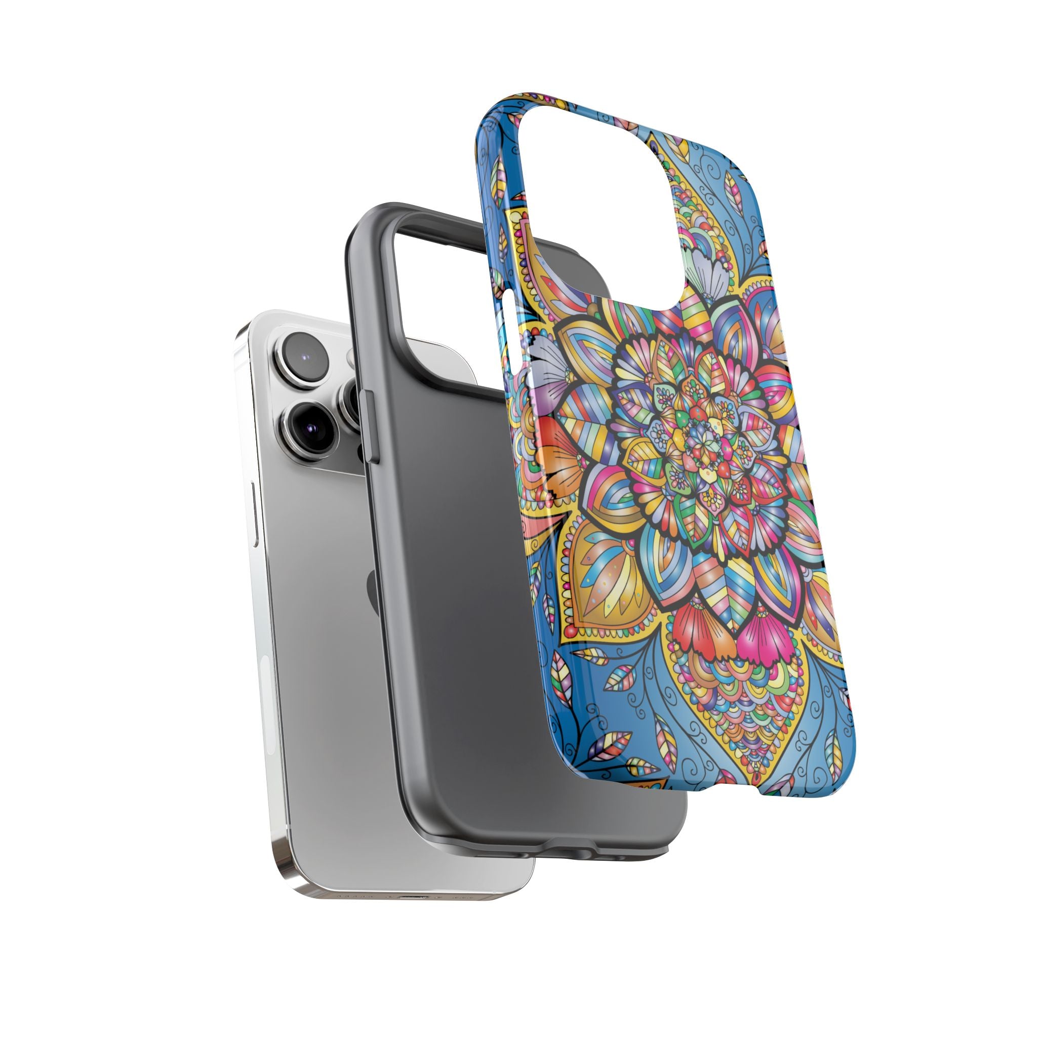 Vibrant Floral Phone Case, Tough Phone Cover, Colorful Mobile Accessory, Artistic Gift, Mandala Design, Everyday Use