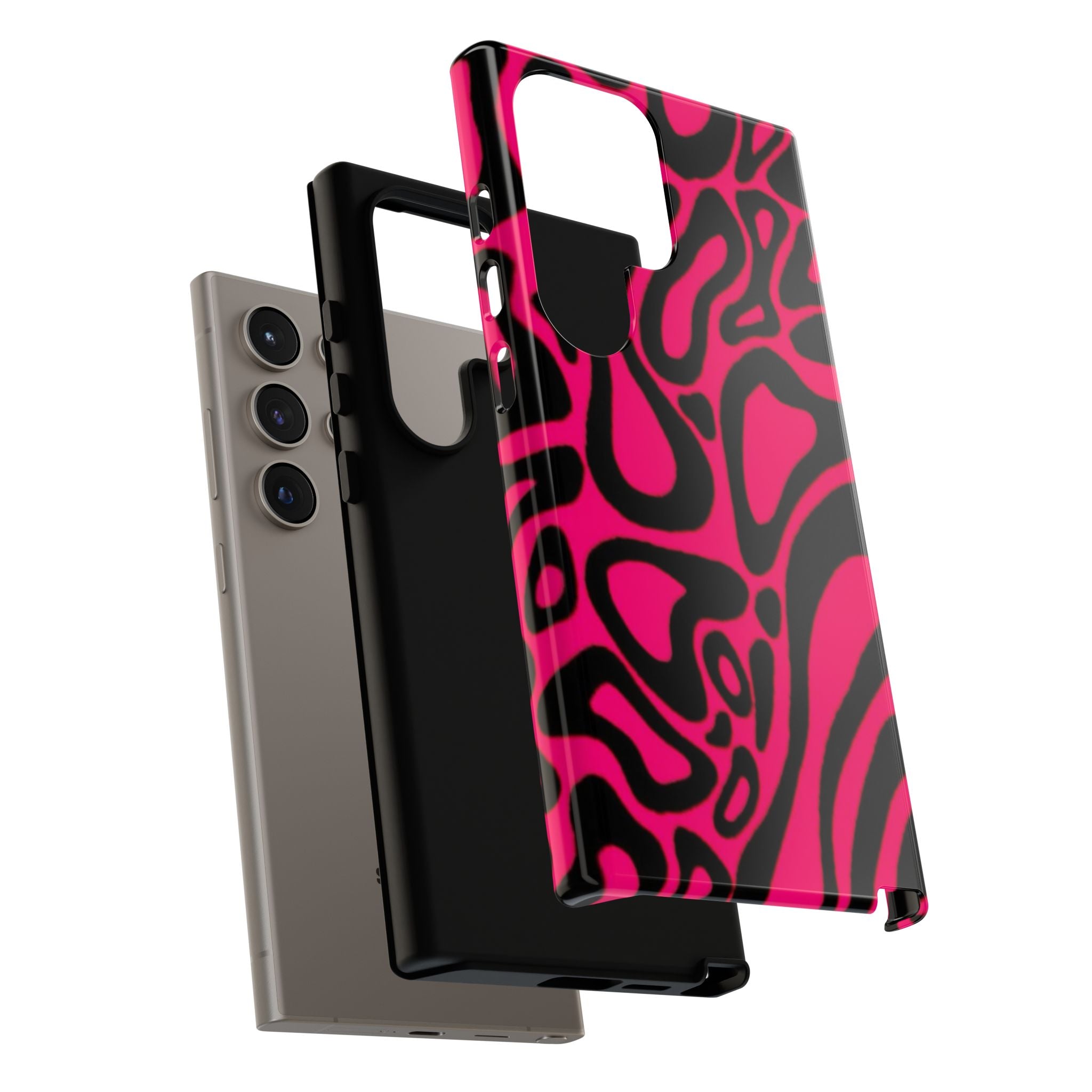 Bold Pink Patterned Phone Case, Stylish Tough Case, Trendy Accessory, Gift for Her, Tech Protection