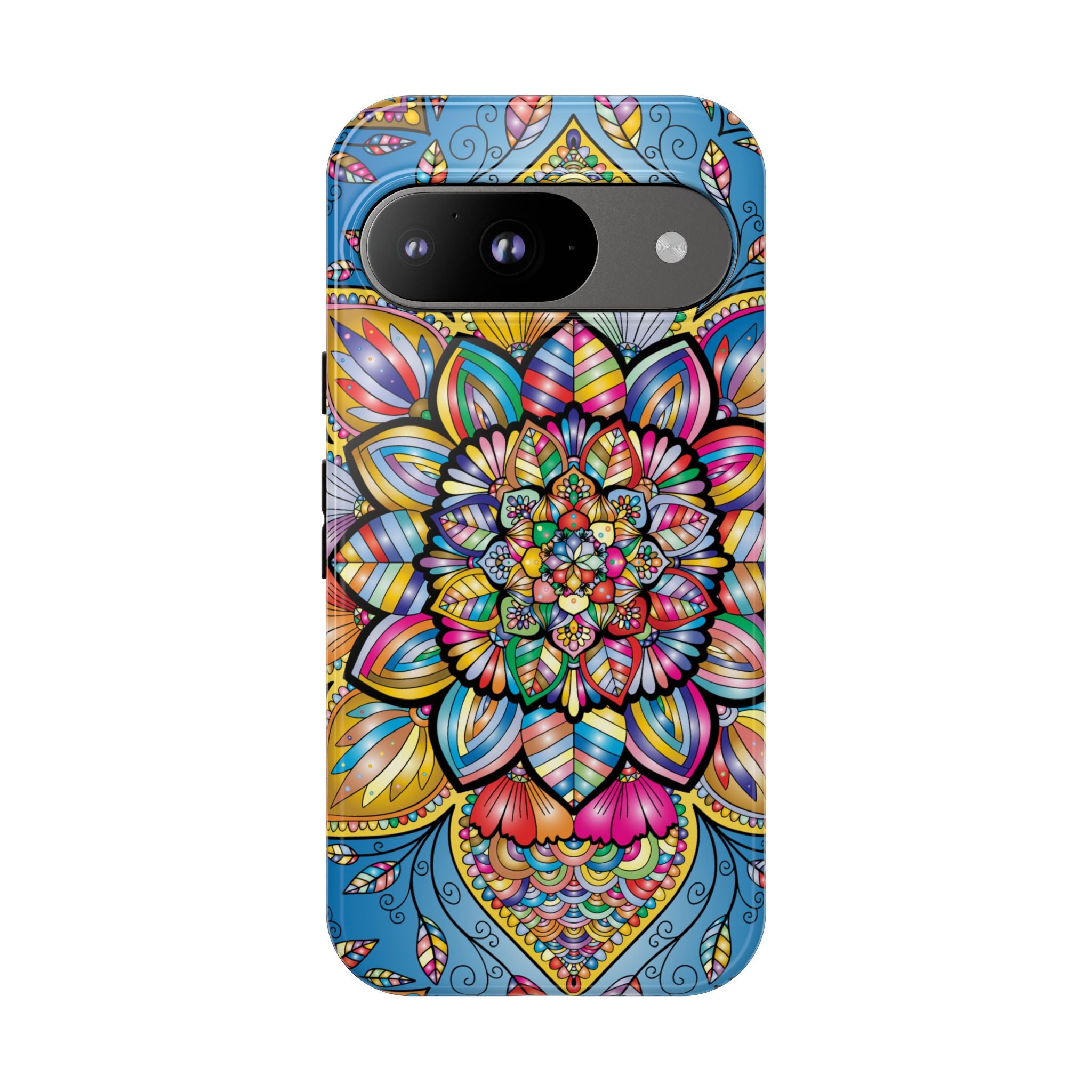 Vibrant Floral Phone Case, Tough Phone Cover, Colorful Mobile Accessory, Artistic Gift, Mandala Design, Everyday Use