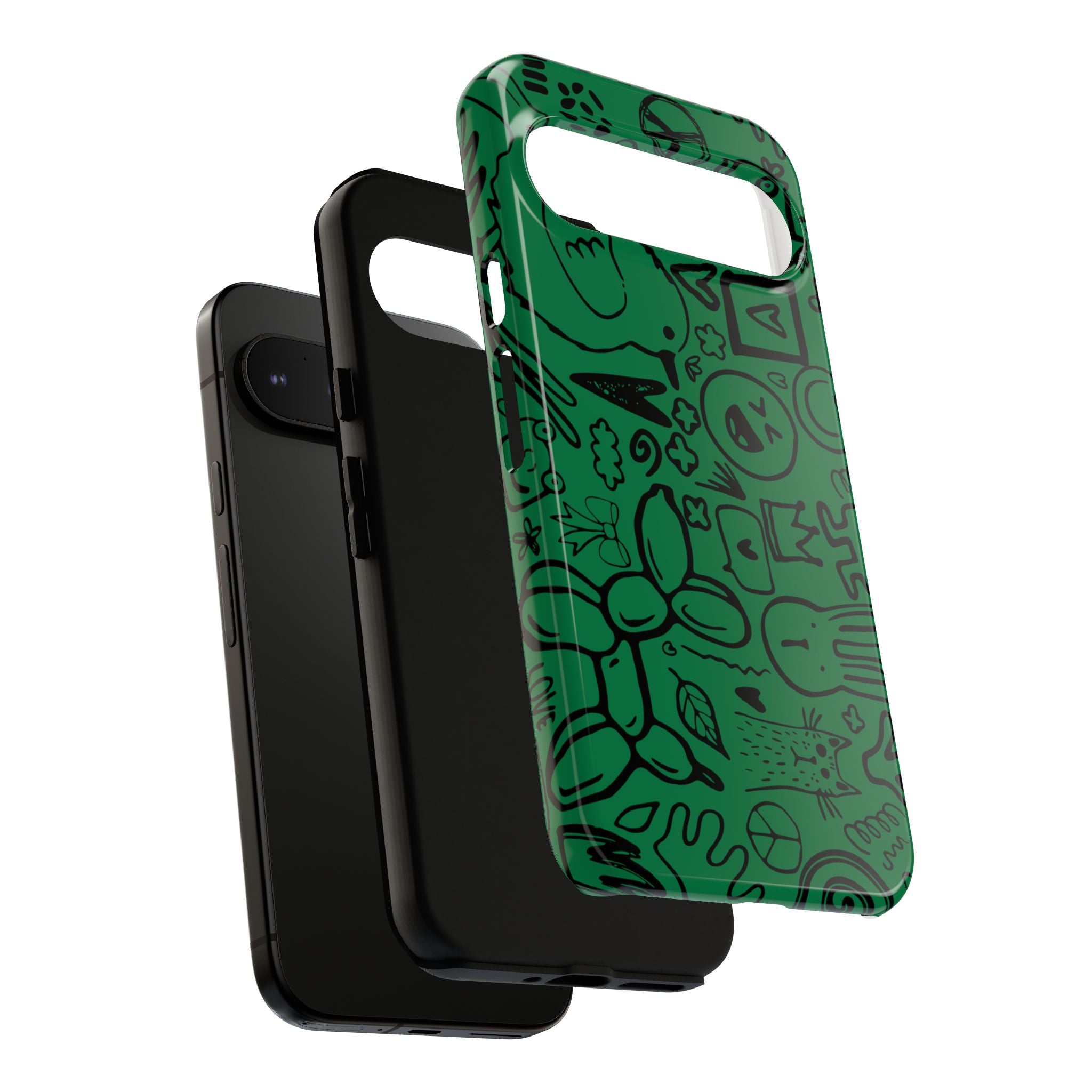 Playful Phone Case, Vibrant Green Tough Case, Quirky Graphic Design, Unique Gift for Kids, Fun Accessories, Christmas, Birthday