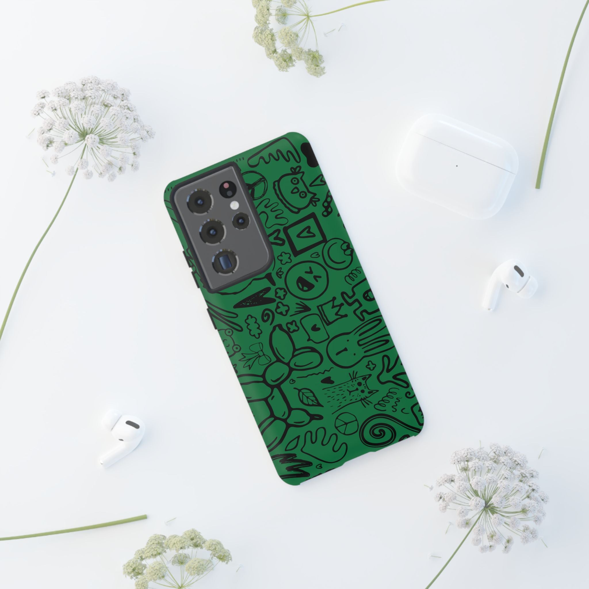 Playful Phone Case, Vibrant Green Tough Case, Quirky Graphic Design, Unique Gift for Kids, Fun Accessories, Christmas, Birthday