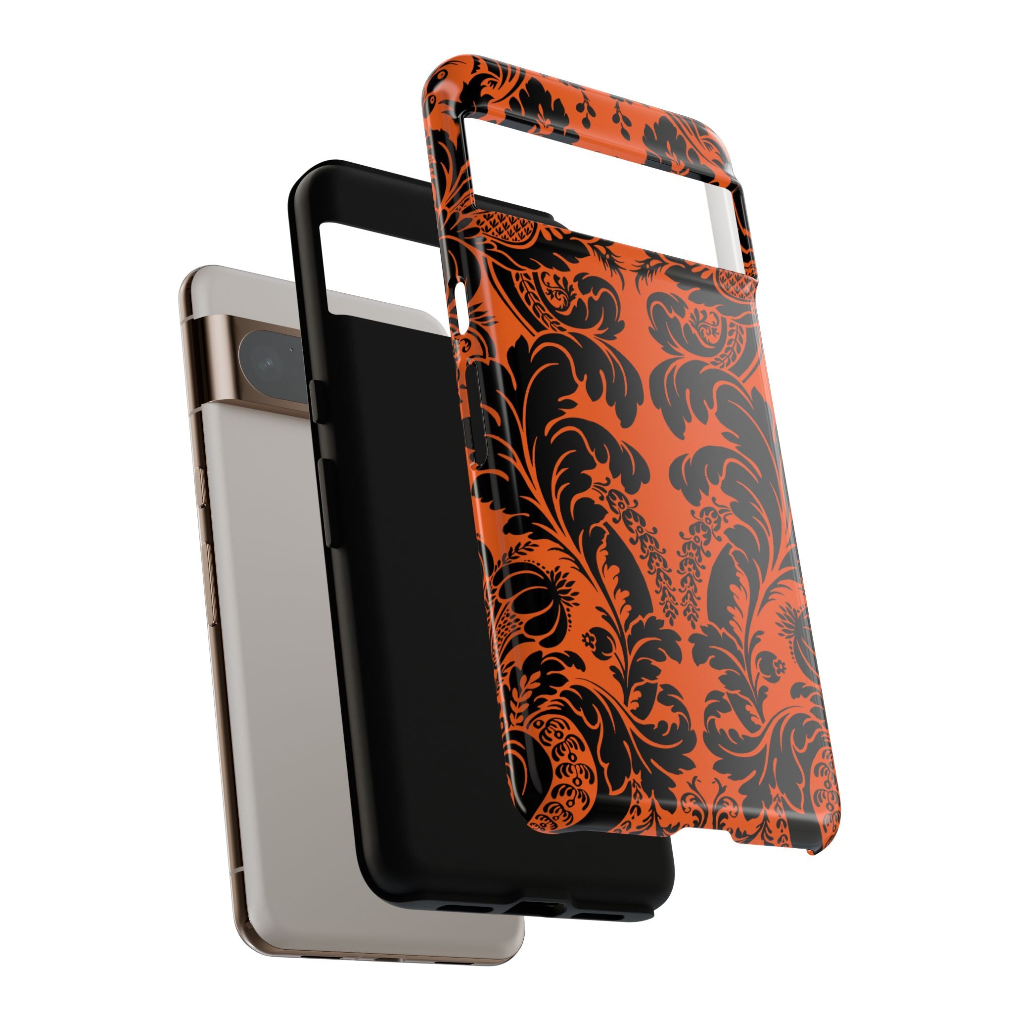 Elegant Phone Case with Orange Floral Design | Tough Cases, Smartphone Cover, Gift for Her, Floral Patterns, Stylish Accessories