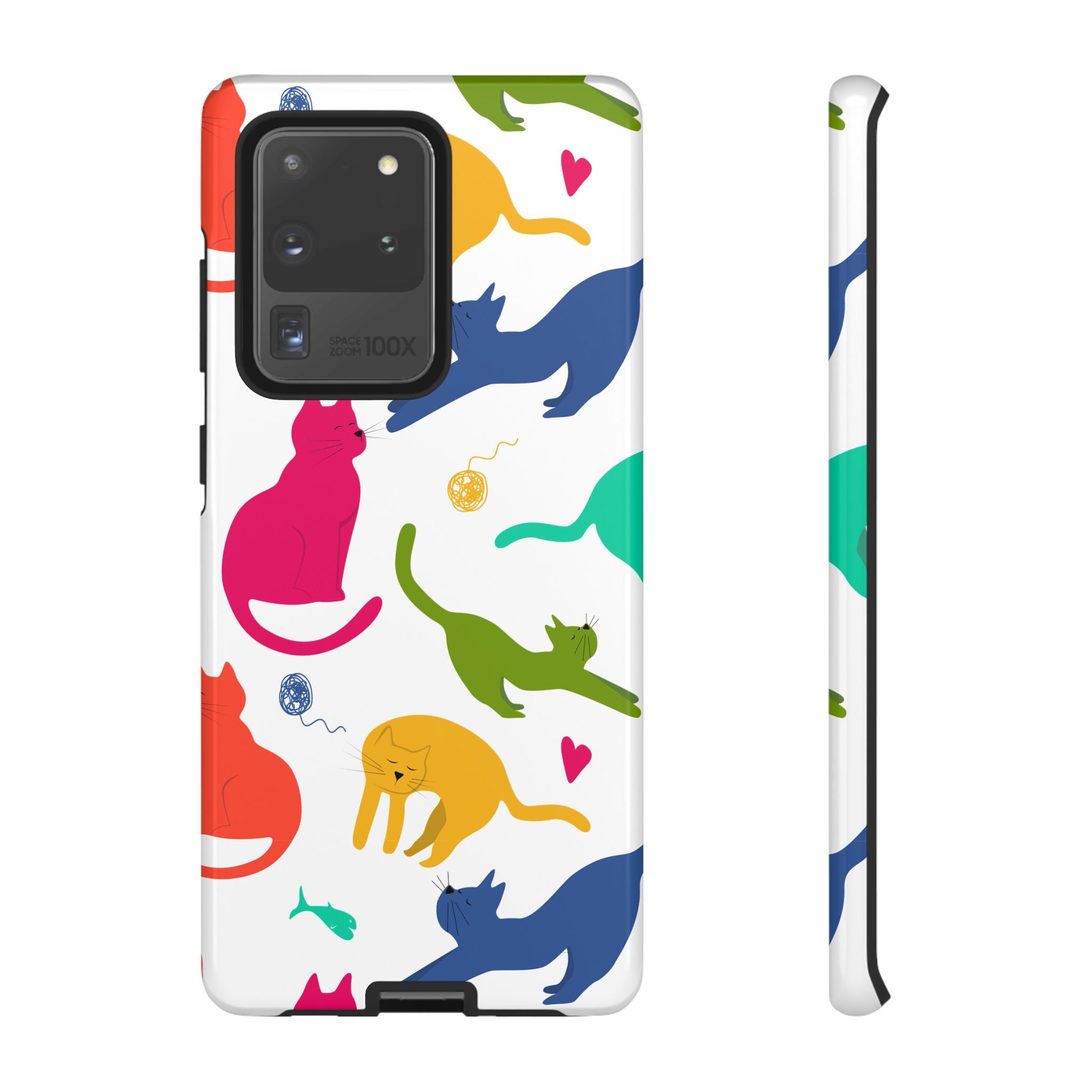 Colorful Cat Phone Case, Fun Pet Lover Gift, Tough Phone Cover, Cute Cat Accessories, Animal Theme Decor
