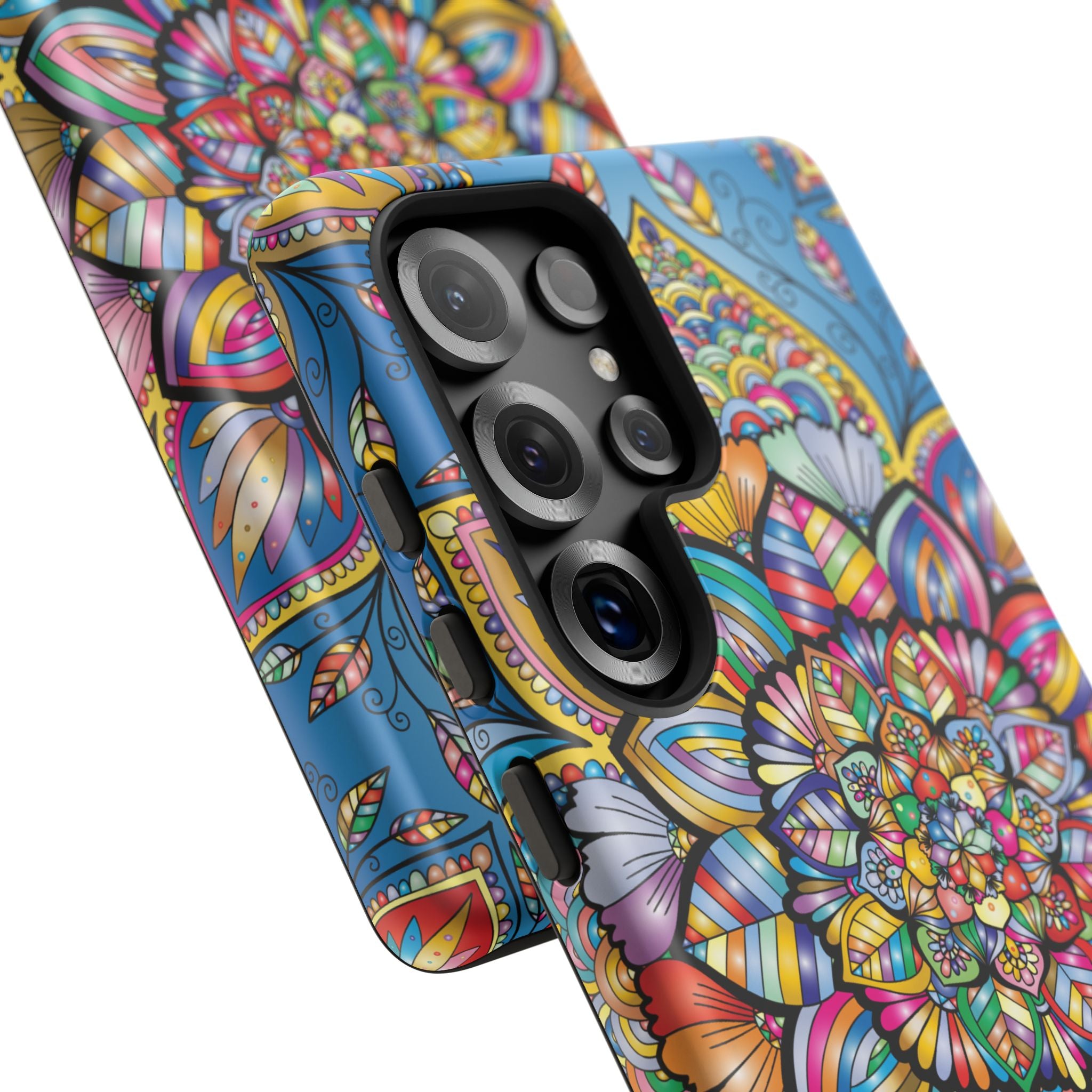 Vibrant Floral Phone Case, Tough Phone Cover, Colorful Mobile Accessory, Artistic Gift, Mandala Design, Everyday Use