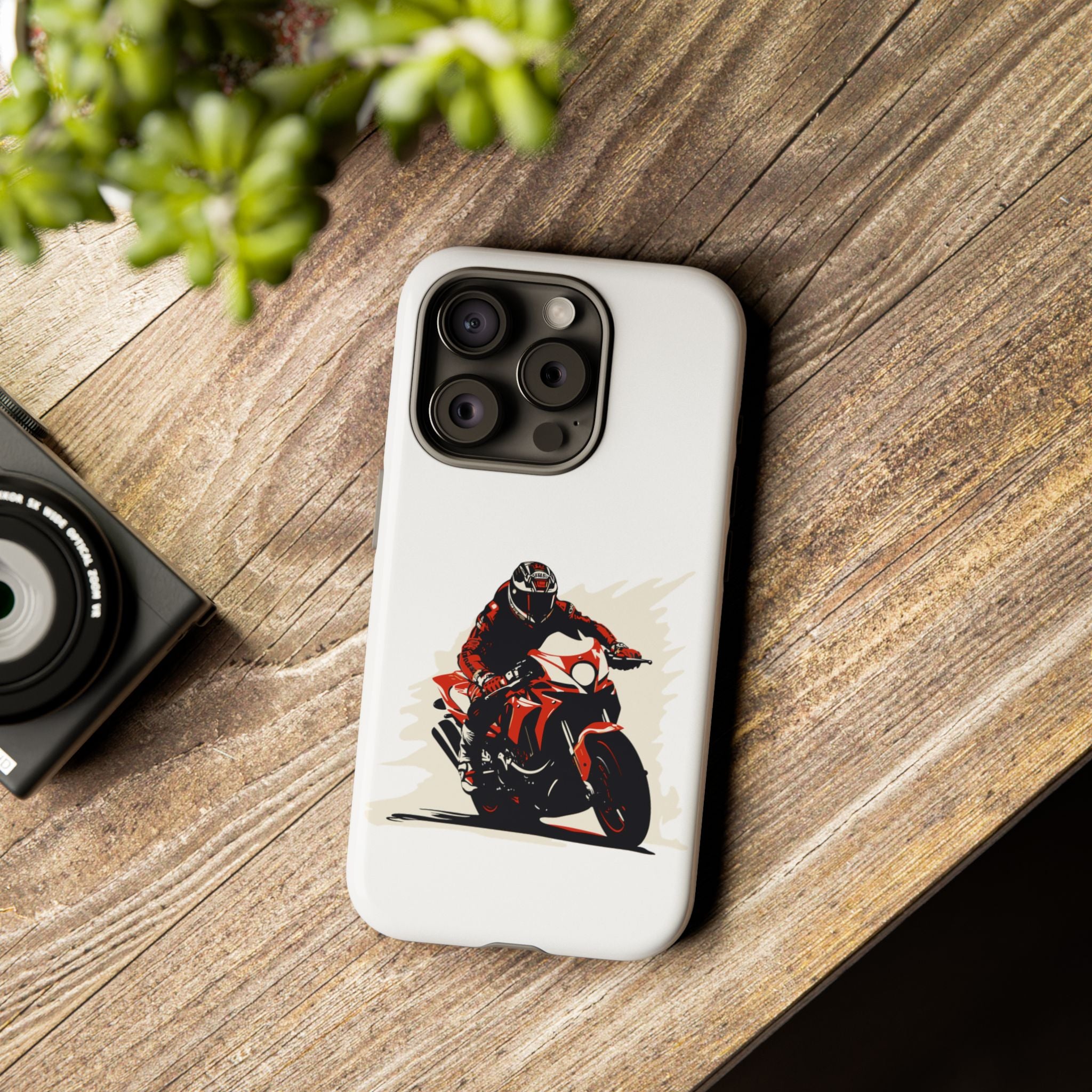 Motorcycle Phone Case, Tough Cases for Riders, Biker Accessory, Gifts for Motorcyclists, Red Bike Design