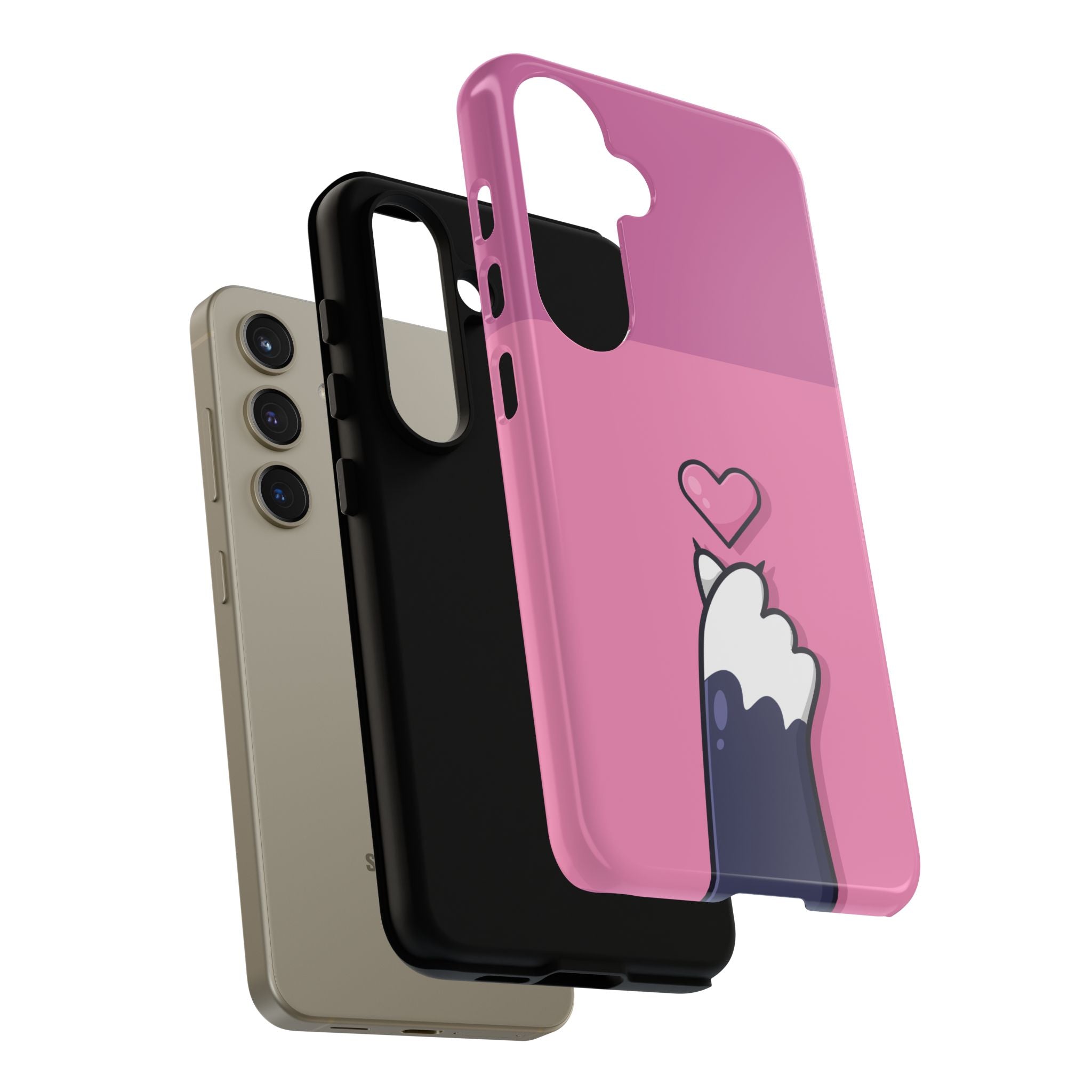 Cute Cat Paw Phone Case, Playful Pet Lover Gift, Animal Print Phone Cover, Heart Design Case, Fun Feminine Case, Kawaii Style