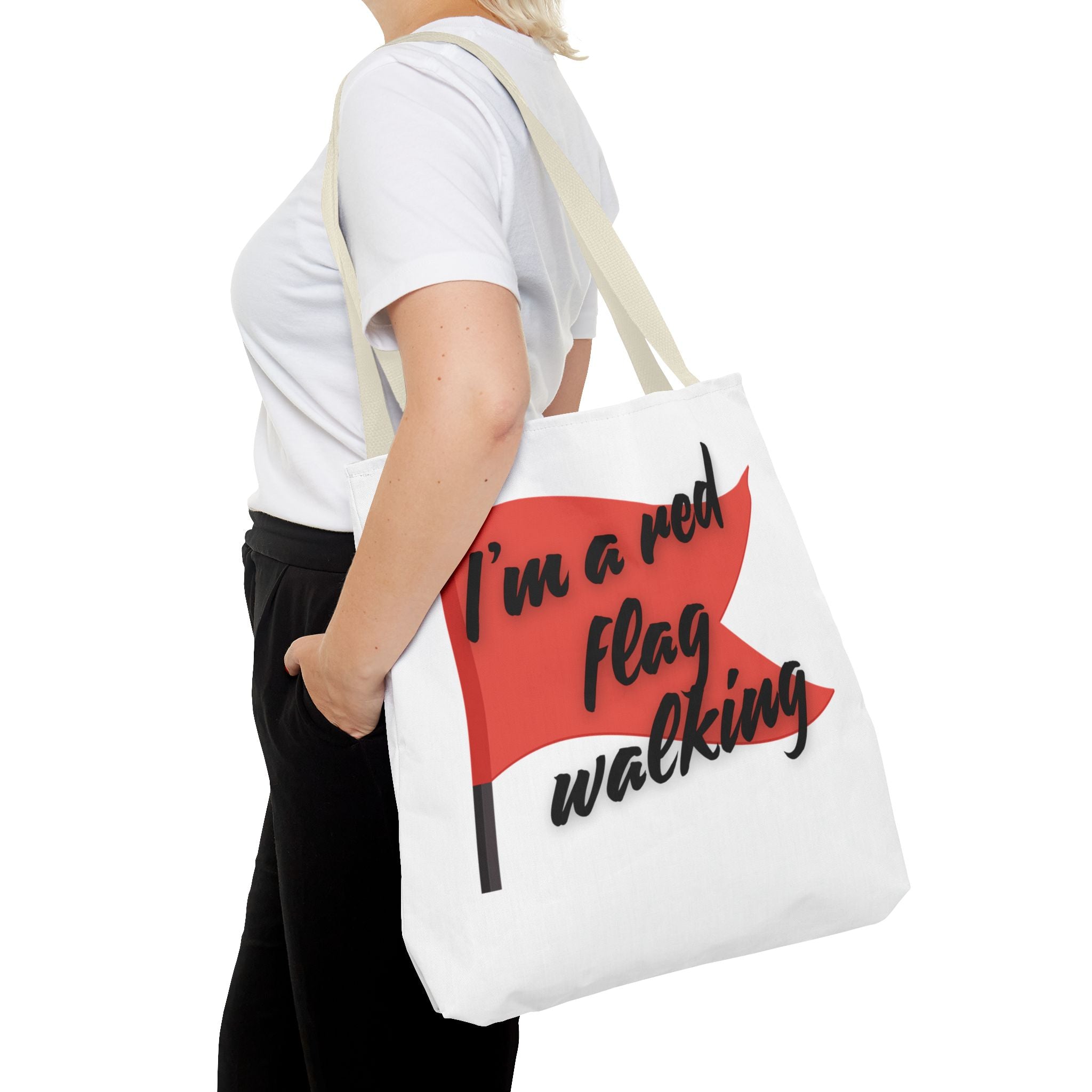 Red Flag Tote Bag, Fun Gift for Friends, Perfect for Beach Days, Casual Shopping, and Everyday Use