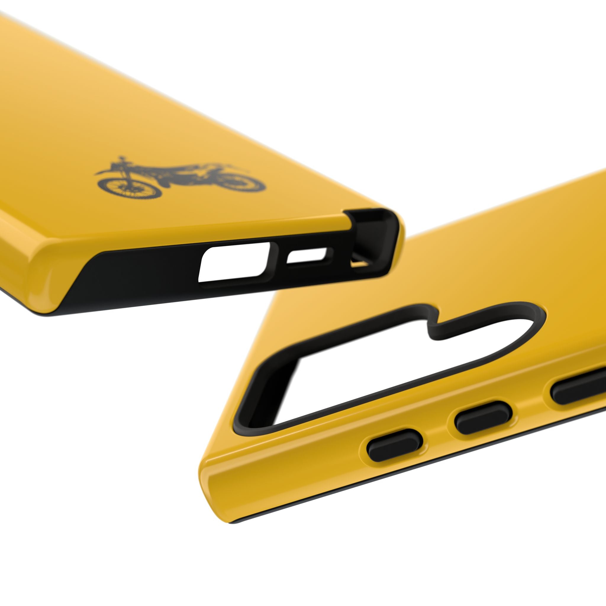 Motorcycle Phone Case, Tough Phone Cover, Gift for Bikers, Durable Tech Accessory, Yellow Motorcycle Design