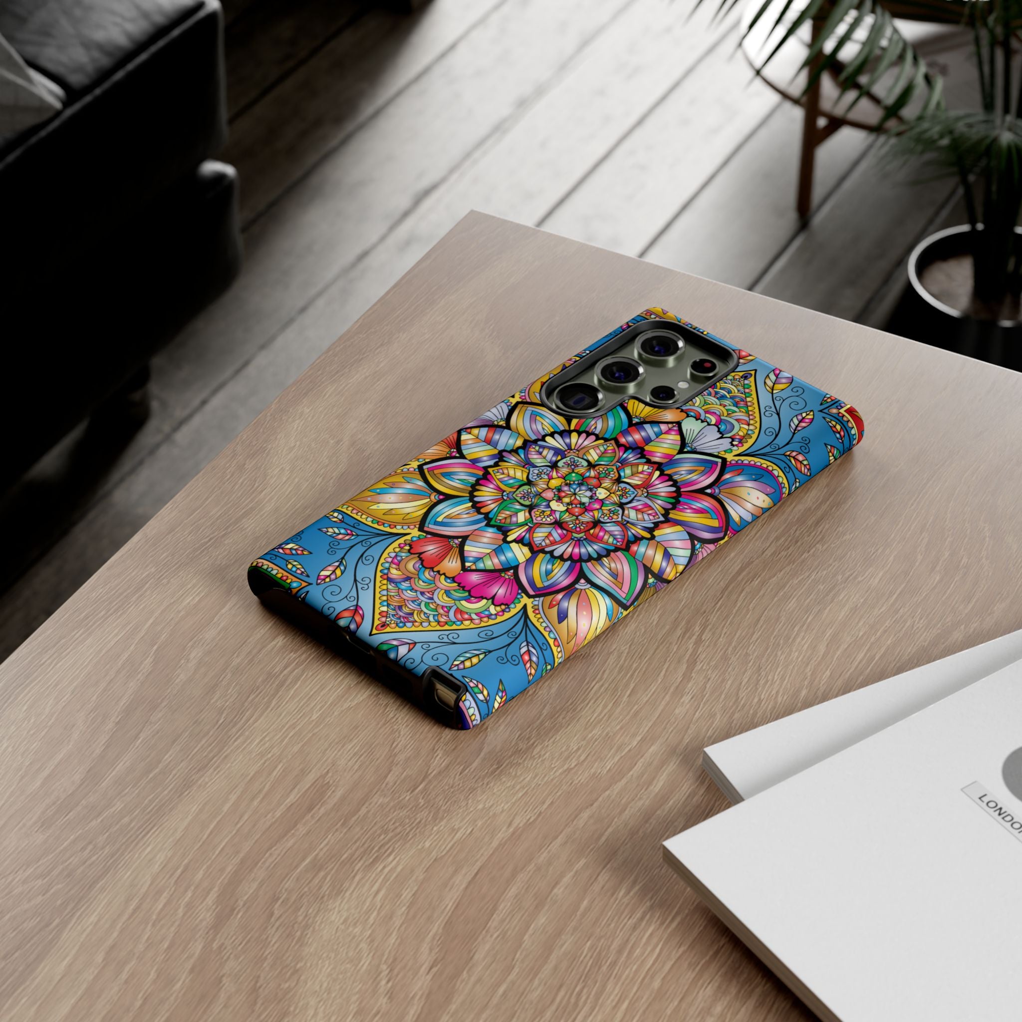 Vibrant Floral Phone Case, Tough Phone Cover, Colorful Mobile Accessory, Artistic Gift, Mandala Design, Everyday Use