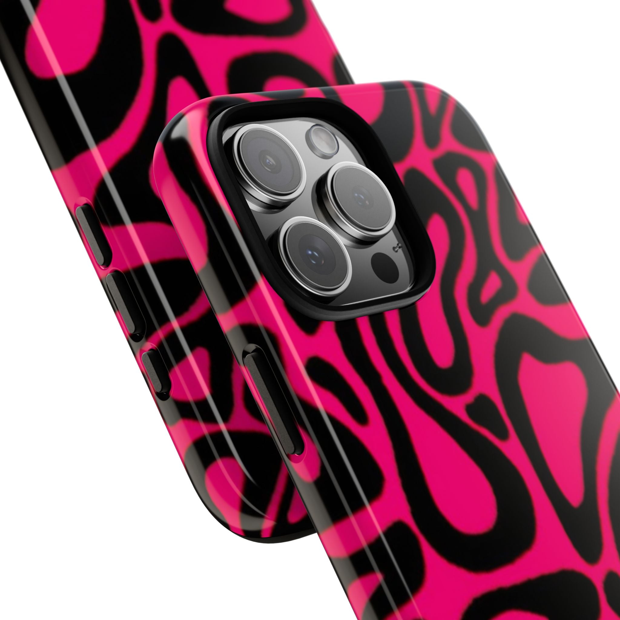 Bold Pink Patterned Phone Case, Stylish Tough Case, Trendy Accessory, Gift for Her, Tech Protection