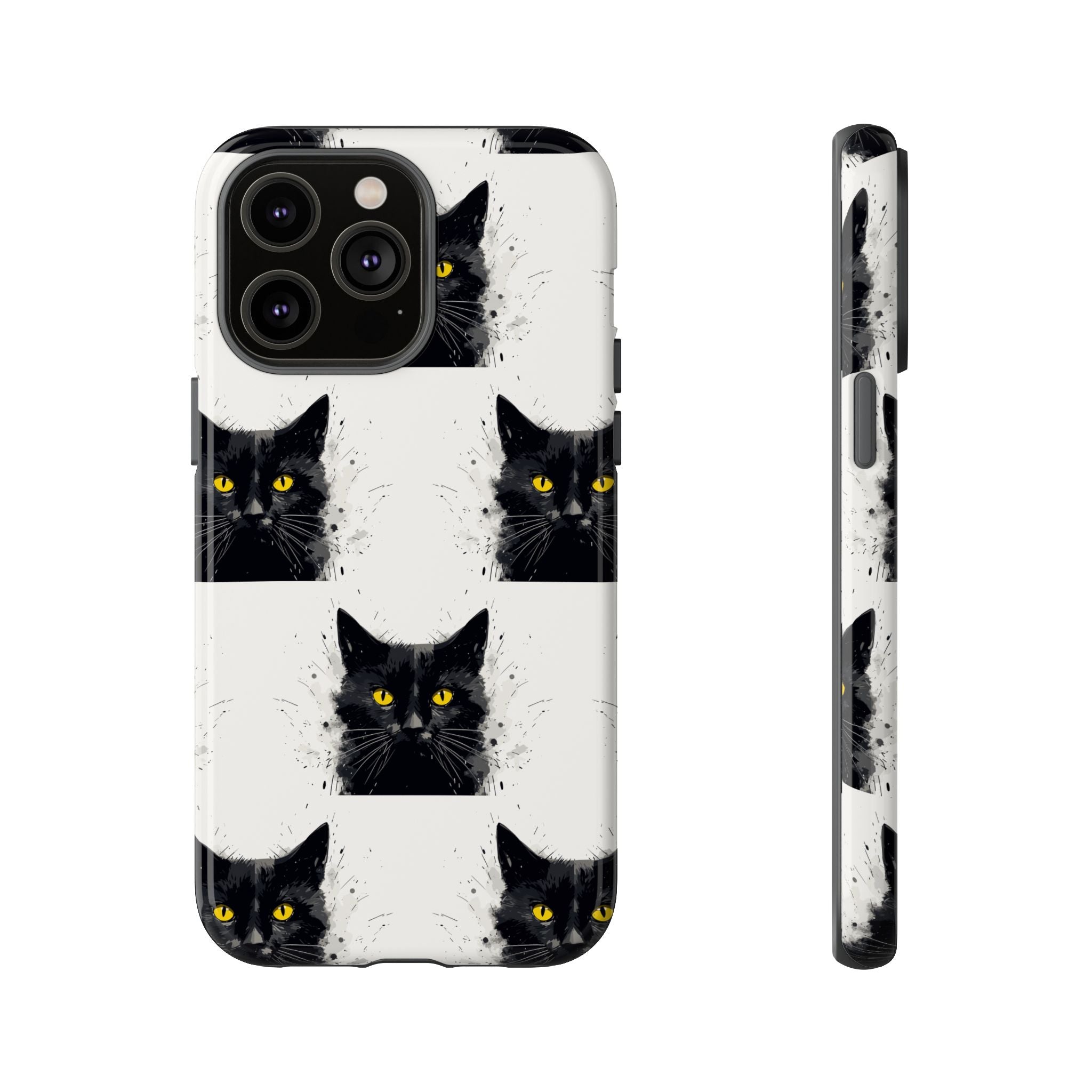 Black Cat Phone Case, Tough Cases, Cat Lover Gift, Unique Design, Halloween, Animal Accessories, Custom Phone Cover
