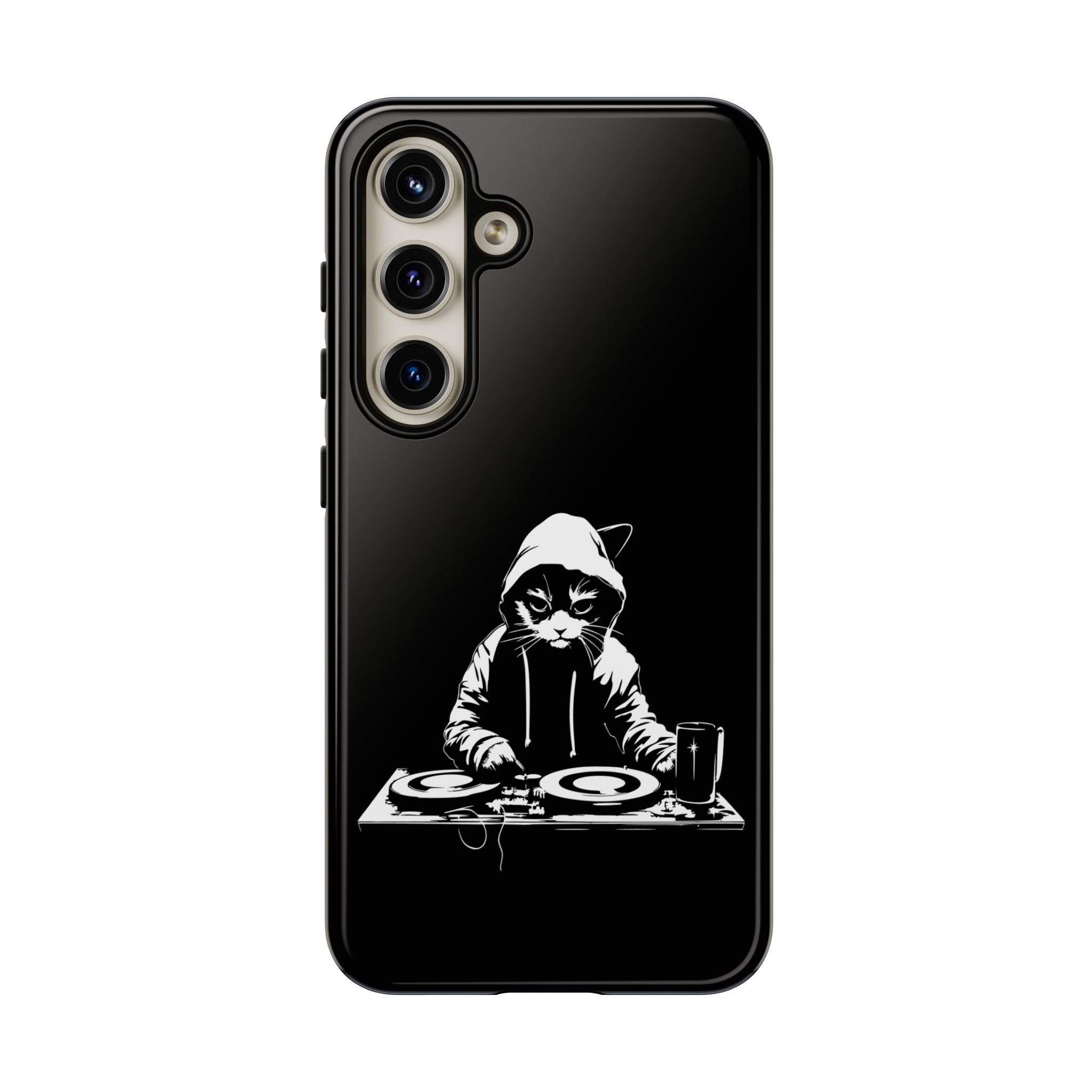 DJ Cat Phone Case, Tough Phone Cover, Pet Lover Gift, Music Enthusiast Accessory, Cute Cat Decor, Unique Case Design